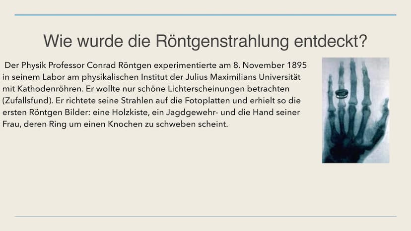 Maram, Medina und Emily 17.11.21
UV- und Röntgenstrahlung Inhaltsverzeichnis
1. Was ist Röntgenstrahlung?
2. Wer erfand die Röntgenstrahlung