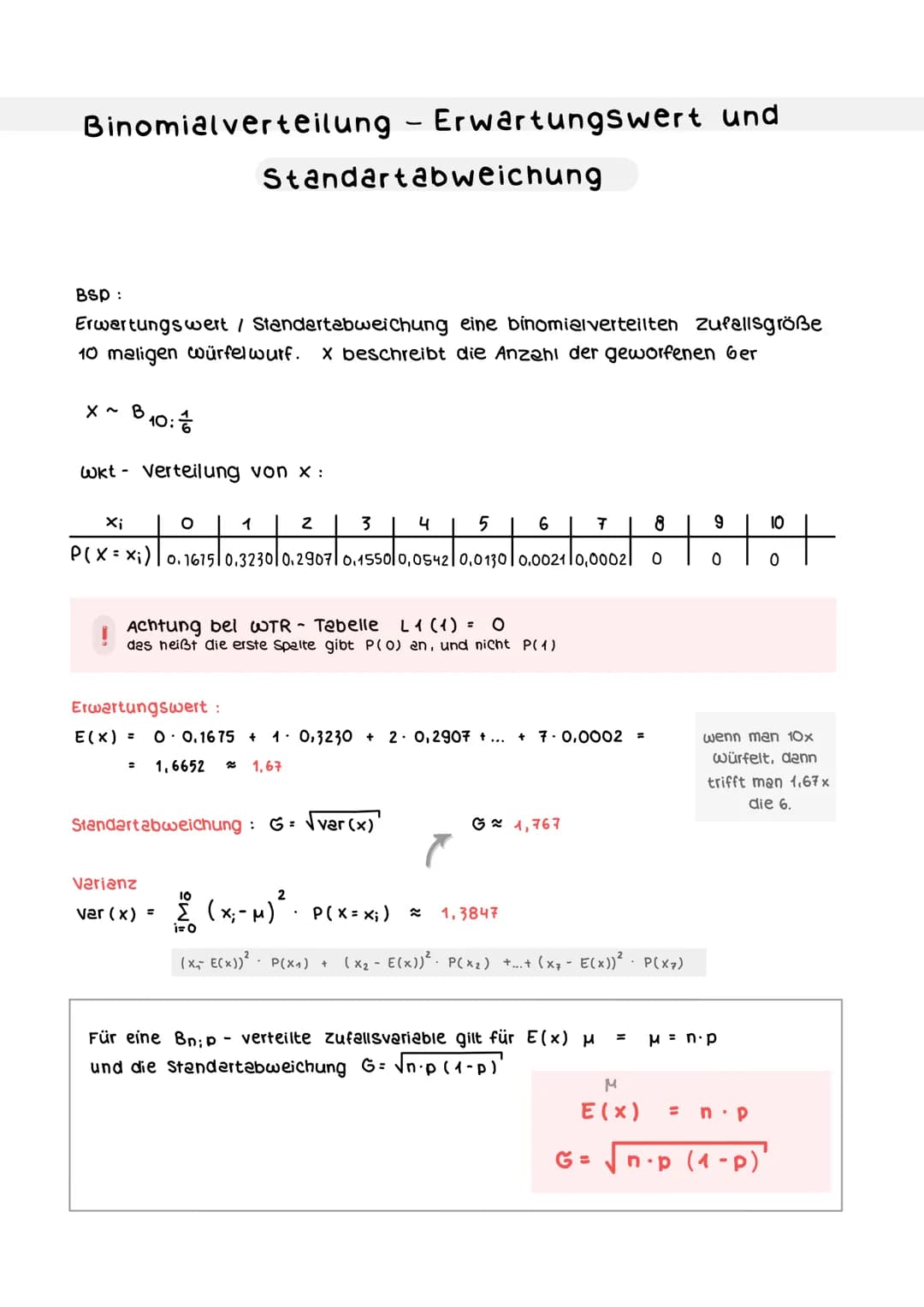 3 Baumdiagramm und Pfedregeln
b)
4
A: In beiden Würfen liegt die 6 oben
P(A) =
P(B) =
STOCHASTIK
Wiederholung aus klasse 10
B: Im ersten wur