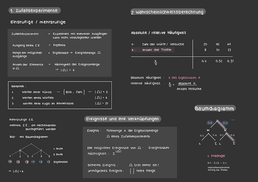3 Baumdiagramm und Pfedregeln
b)
4
A: In beiden Würfen liegt die 6 oben
P(A) =
P(B) =
STOCHASTIK
Wiederholung aus klasse 10
B: Im ersten wur