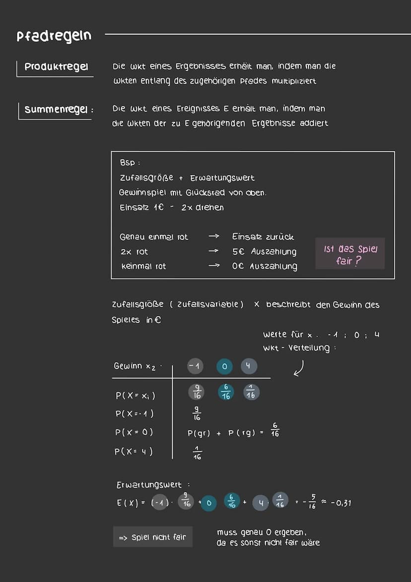 3 Baumdiagramm und Pfedregeln
b)
4
A: In beiden Würfen liegt die 6 oben
P(A) =
P(B) =
STOCHASTIK
Wiederholung aus klasse 10
B: Im ersten wur