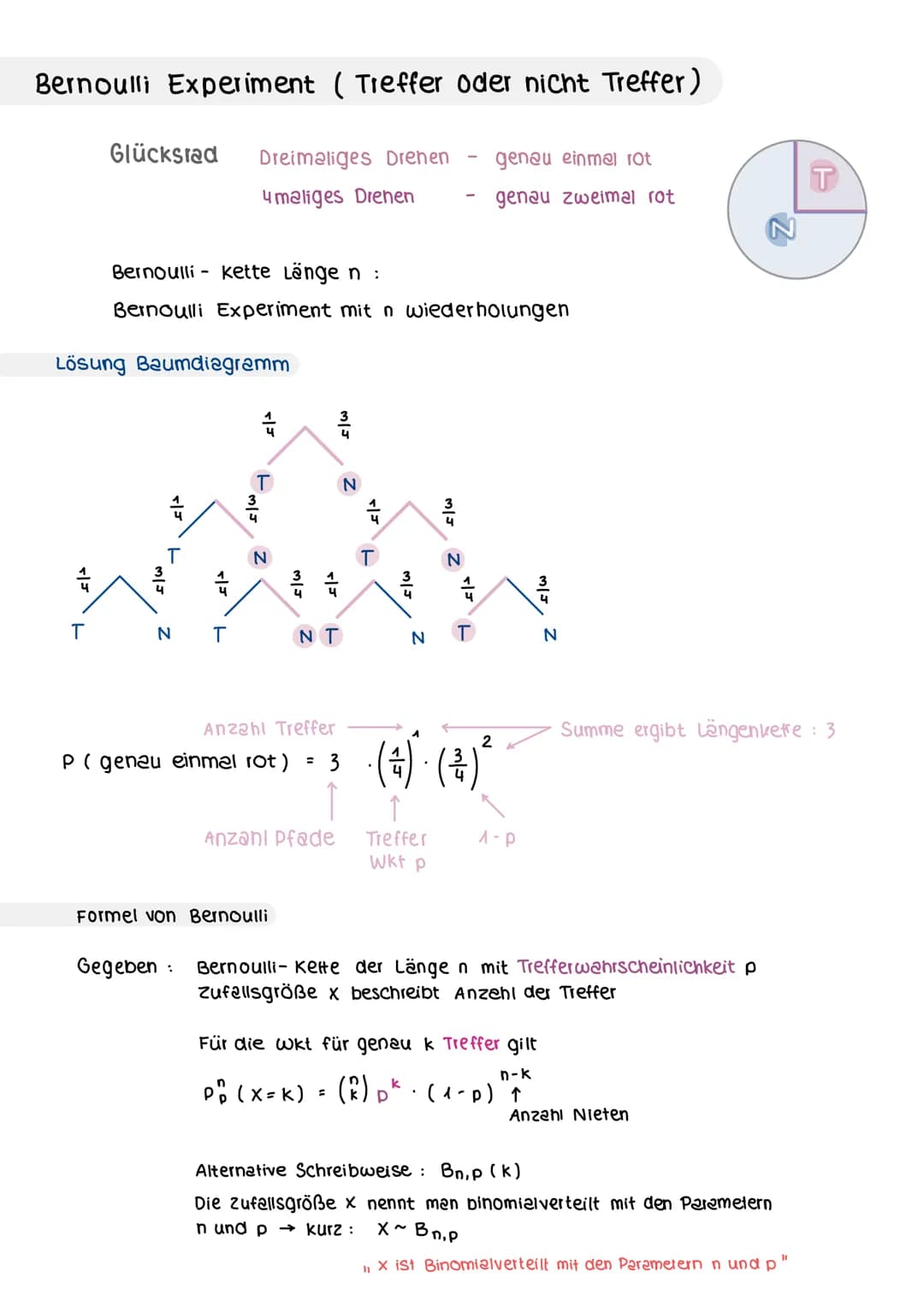 3 Baumdiagramm und Pfedregeln
b)
4
A: In beiden Würfen liegt die 6 oben
P(A) =
P(B) =
STOCHASTIK
Wiederholung aus klasse 10
B: Im ersten wur