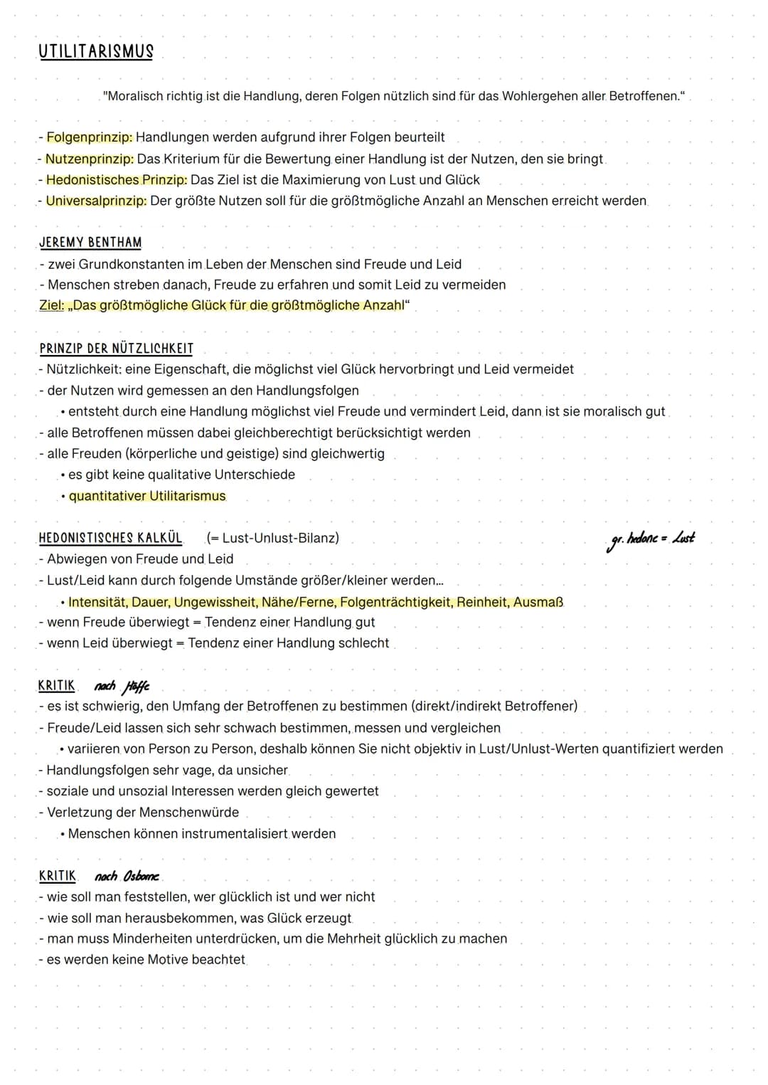 UTILITARISMUS
"Moralisch richtig ist die Handlung, deren Folgen nützlich sind für das Wohlergehen aller Betroffenen."
- Folgenprinzip: Handl