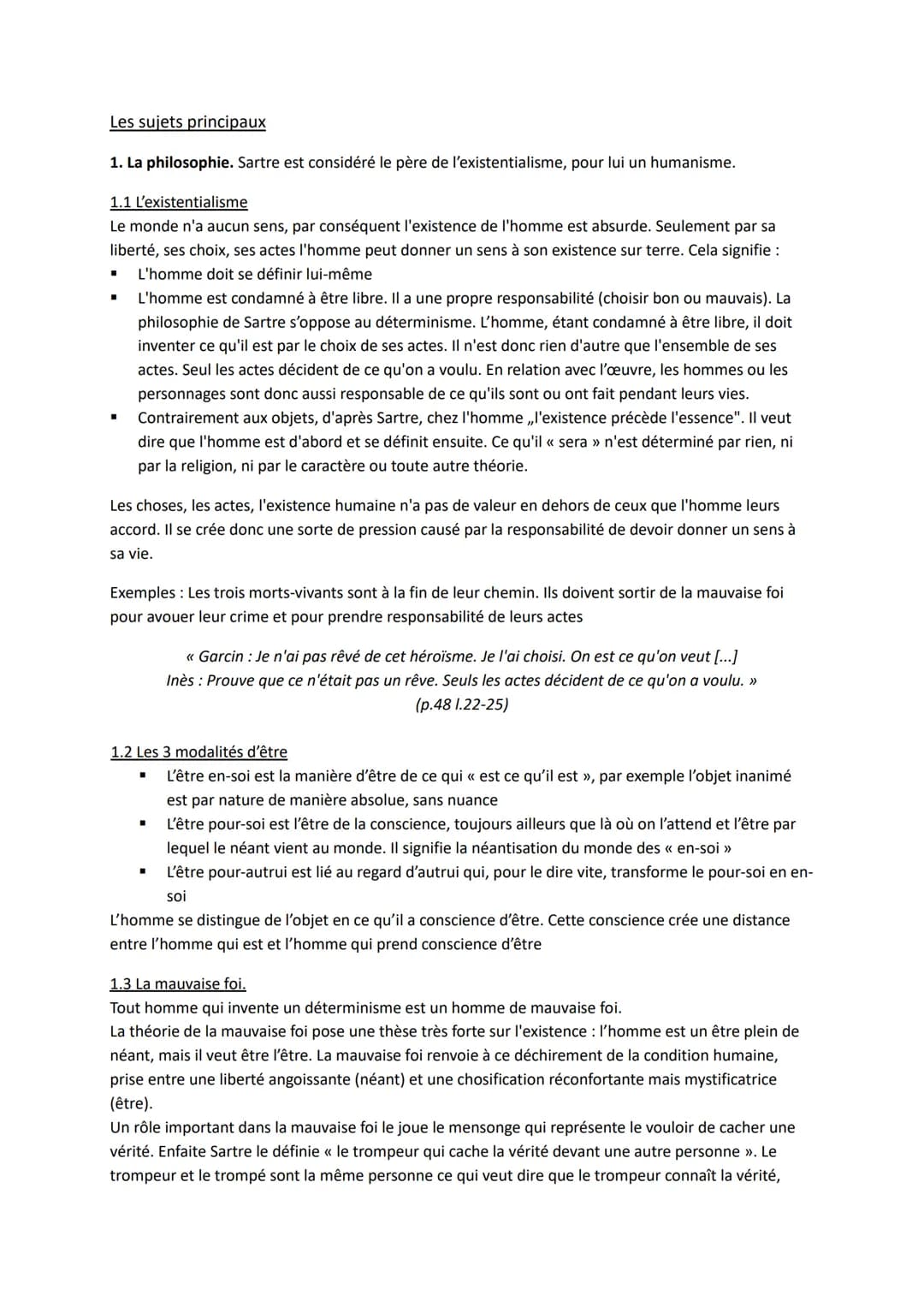 << Huis Clos » de Jean-Paul Sartre
La vie et contexte historique de Sartre (1905-1980)
Étant orphelin de père à 15 mois, le grand père se ch