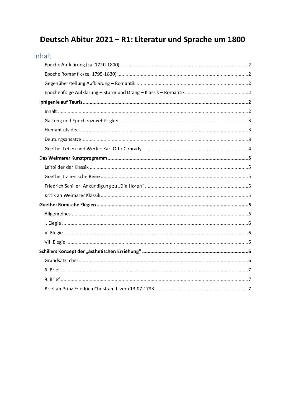 Literatur und Sprache um 1800
