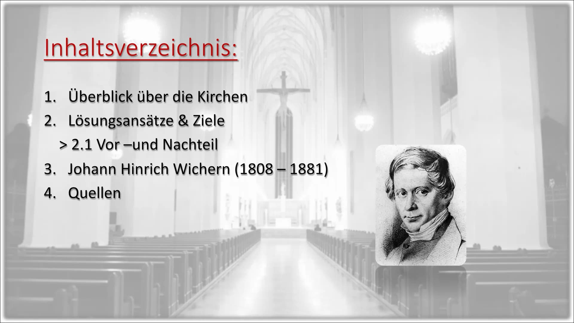 Handout
...zu
„Lösung der sozialen Frage“ – Die Kirche(n)
Inhaltsverzeichnis:
1. Überblick über die Kirchen
2. Lösungsansätze & Ziele
> 2.1 