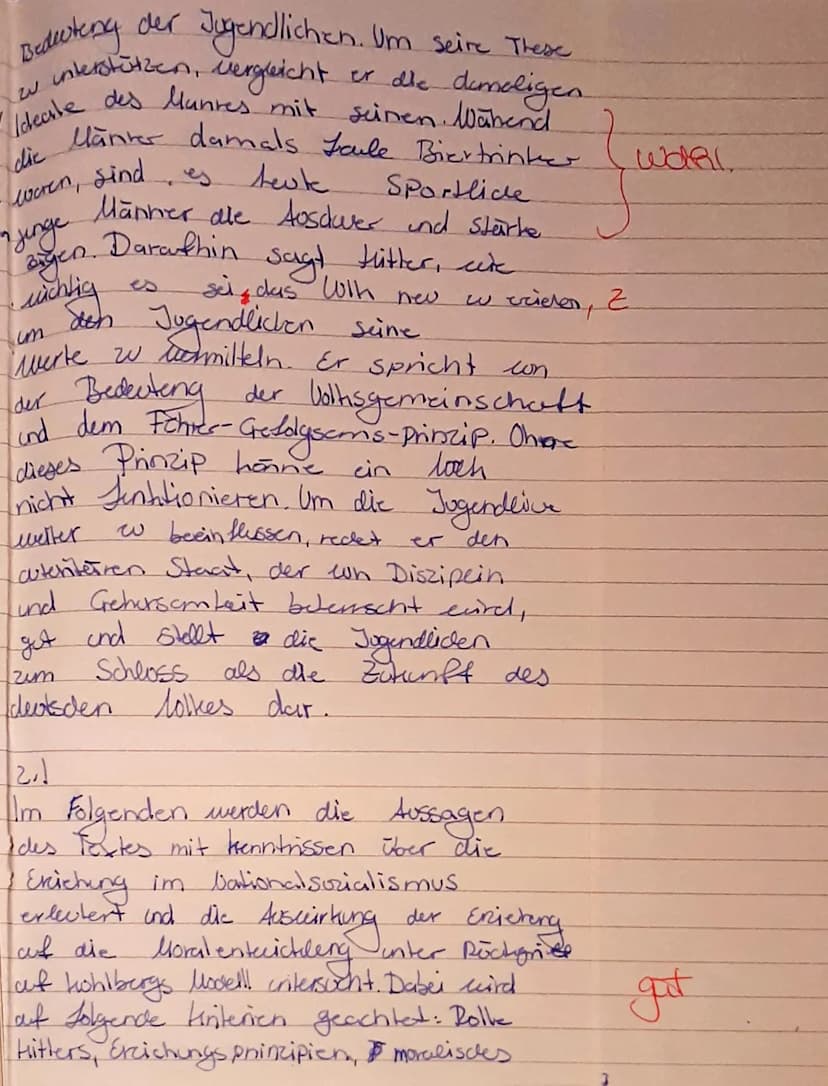 Pädagogibblausur ir. 1
1.1 Bei dem worliegenden Text handelt
es sich um eine
Rede Adolf Hitlers,
welde er in
Nürnberg 1935 am Reichspartei-
