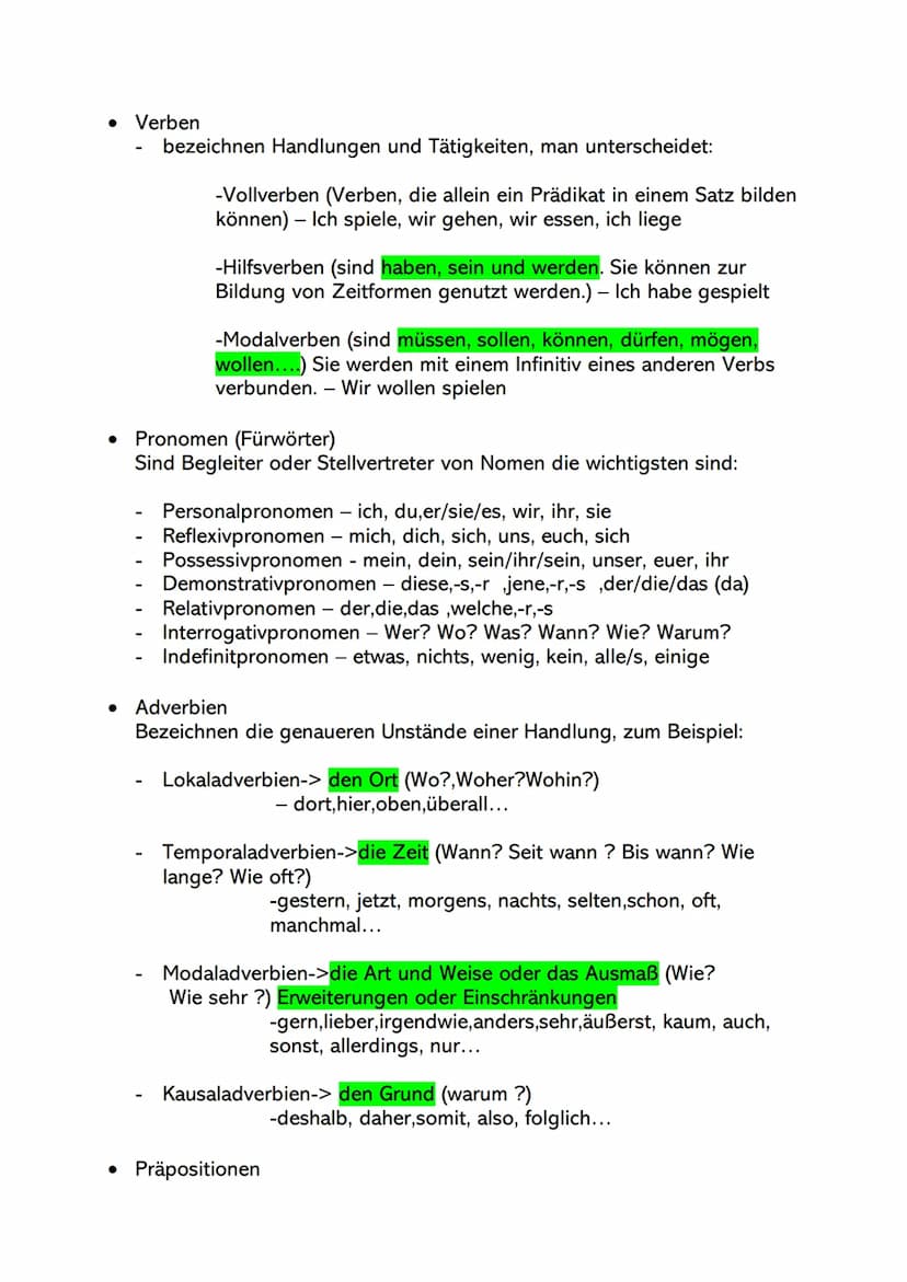 Sofia Bruch
Prüfung Deutsch
1. Sprachgebrauch
Struktur von Wörtern (Morphologie)
o Wortarten
• Nomen/Eigennamen :
Bezeichnen Lebewesen und D