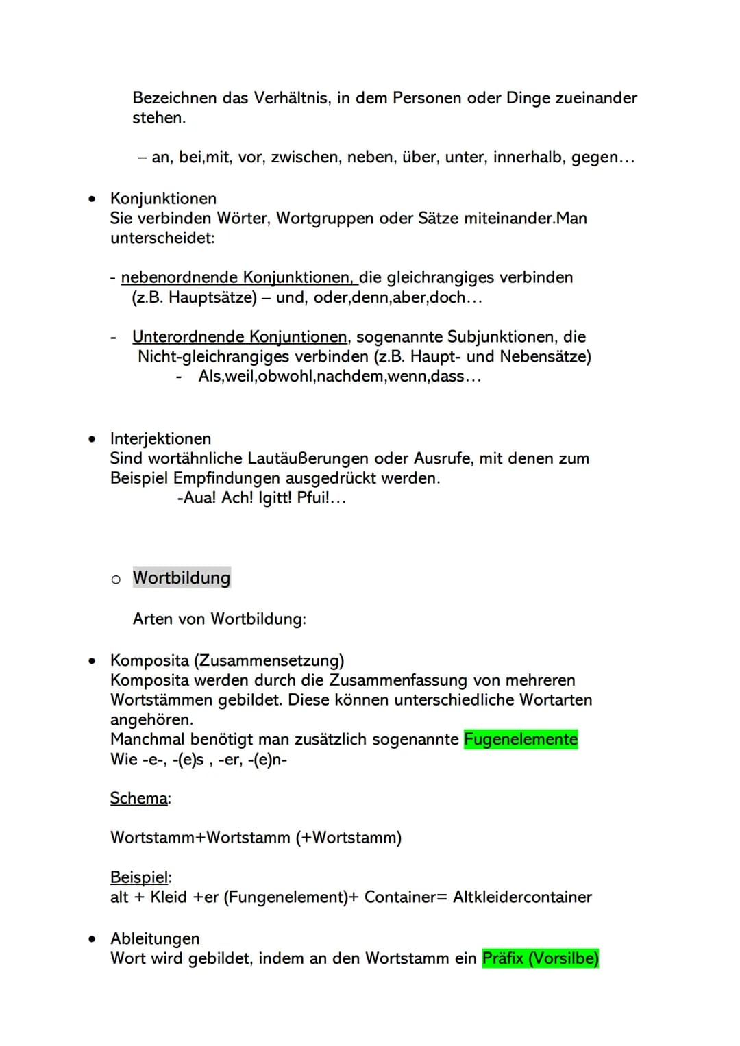 Sofia Bruch
Prüfung Deutsch
1. Sprachgebrauch
Struktur von Wörtern (Morphologie)
o Wortarten
• Nomen/Eigennamen :
Bezeichnen Lebewesen und D