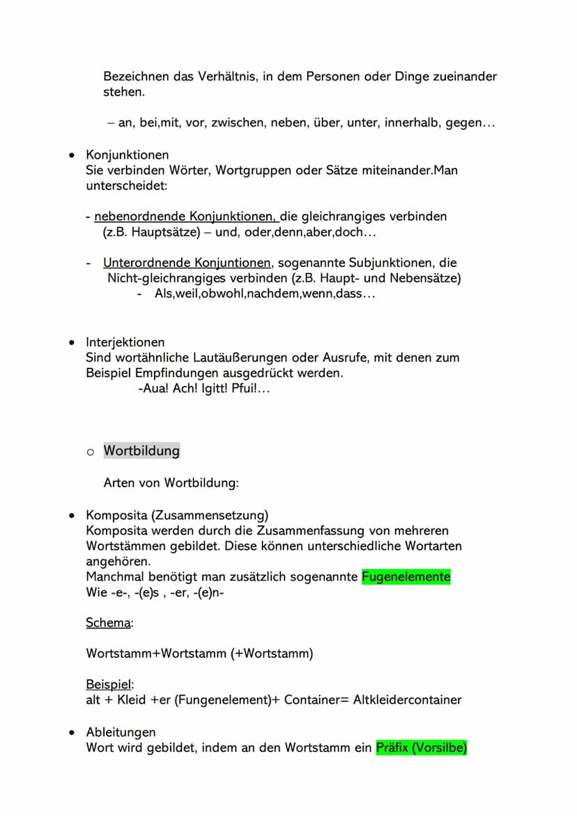 Sofia Bruch
Prüfung Deutsch
1. Sprachgebrauch
Struktur von Wörtern (Morphologie)
o Wortarten
• Nomen/Eigennamen :
Bezeichnen Lebewesen und D