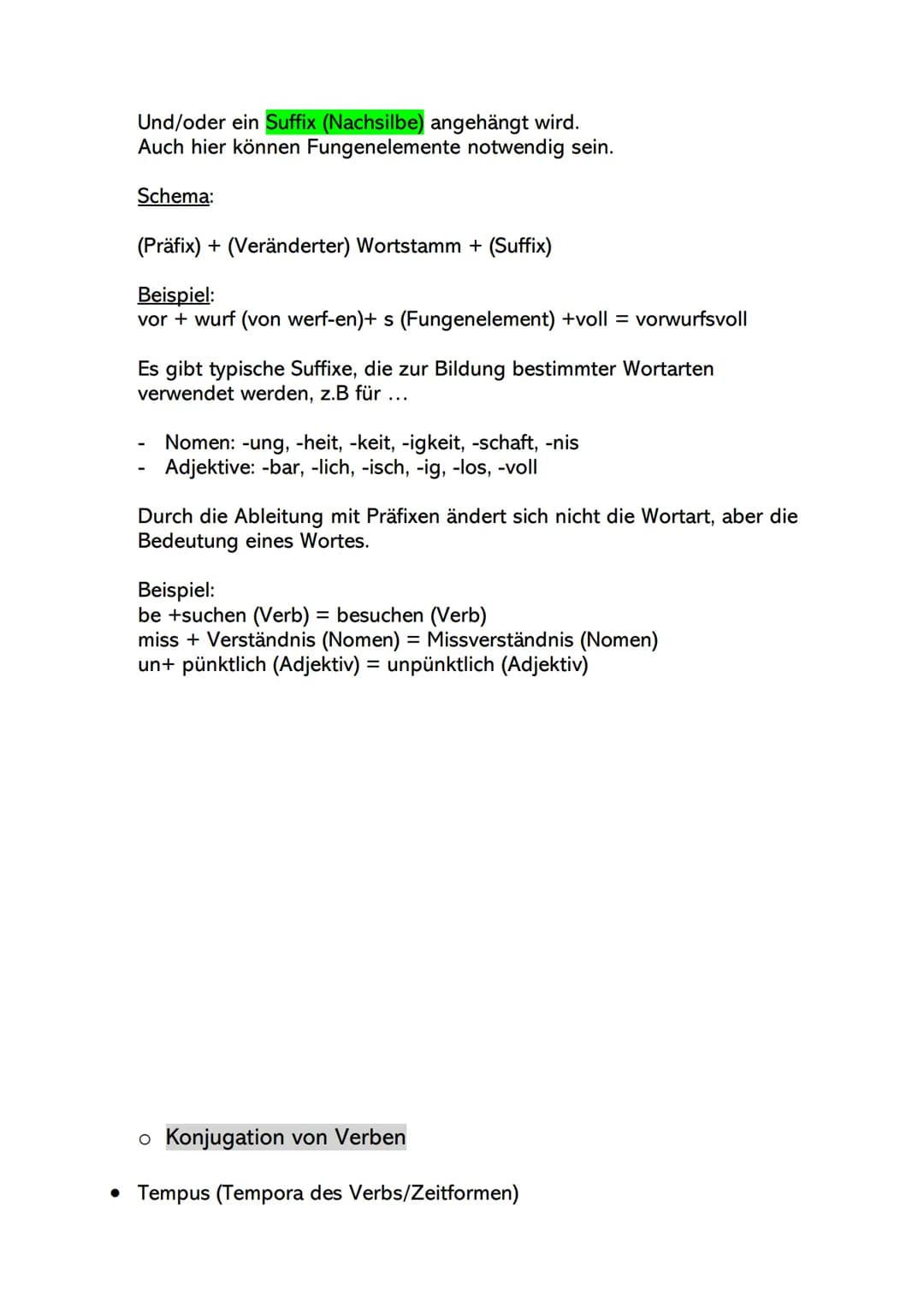 Sofia Bruch
Prüfung Deutsch
1. Sprachgebrauch
Struktur von Wörtern (Morphologie)
o Wortarten
• Nomen/Eigennamen :
Bezeichnen Lebewesen und D