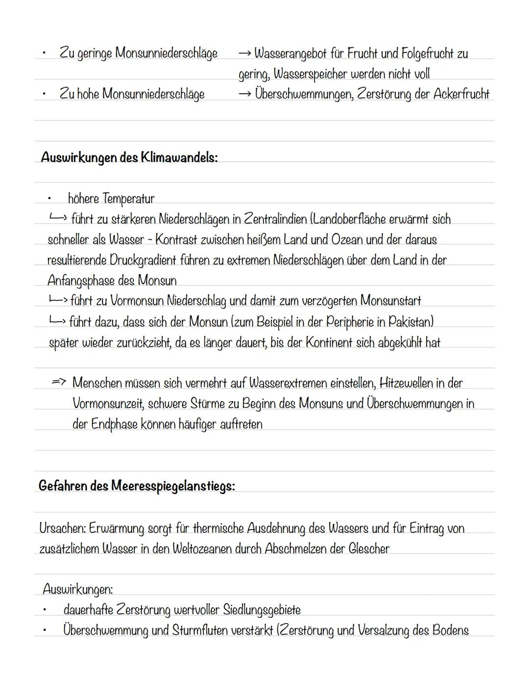 Entstehung des Monsun:
Wintermonsun (November bis Februar)
SW
Indischer Ozean Westghats
Sommermonsun (Juni bis Oktober)
SW
Indischer Ozean
W