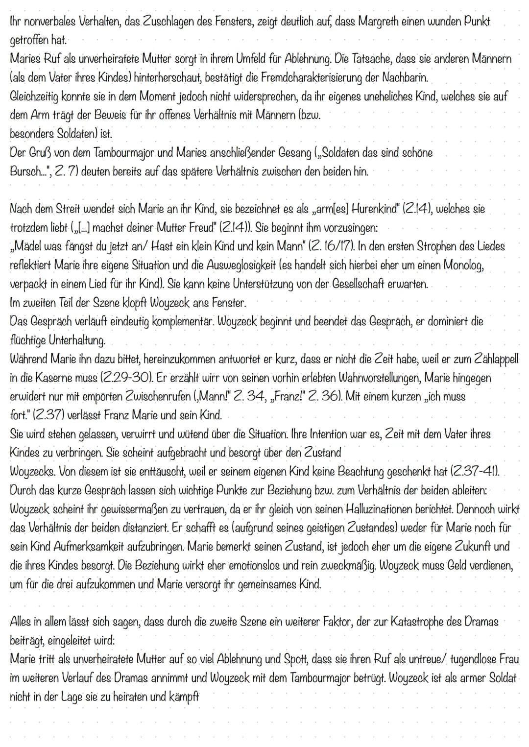 Analyse Szene 2
Das Drama „Woyzeck" von Georg Büchner wurde im Jahr 1879 verfasst und handelt von dem einfachen Soldaten
Franz Woyzeck, der 