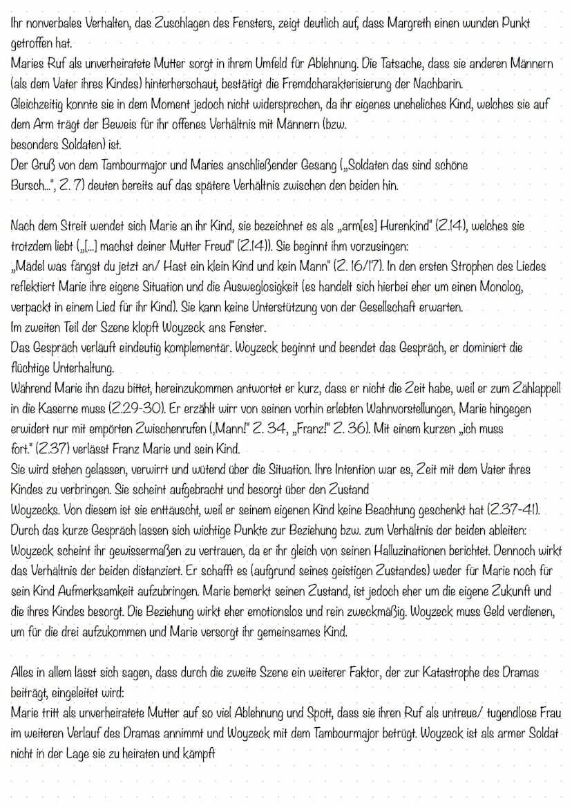 Analyse Szene 2
Das Drama „Woyzeck" von Georg Büchner wurde im Jahr 1879 verfasst und handelt von dem einfachen Soldaten
Franz Woyzeck, der 