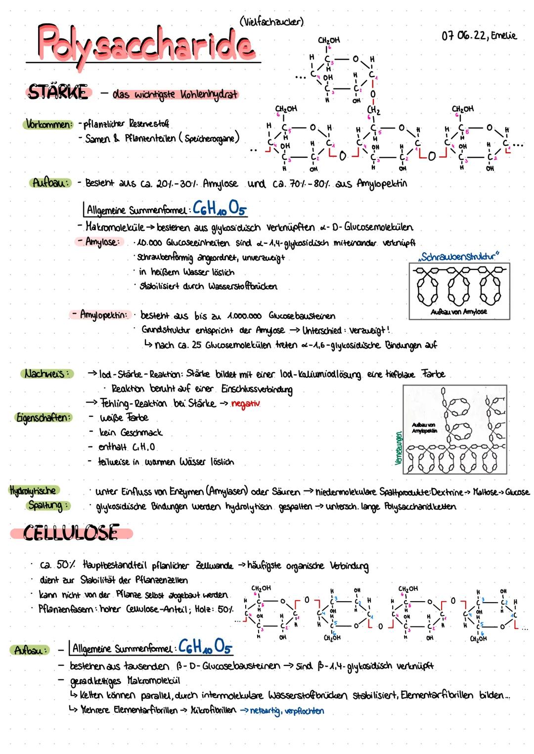 # Polysaccharide

(Vielfachzucker)

STÄRKE

das wichtigste Kohlenhydrat

07 06.22, Emelie

Vorkommen: -pflanzlicher Reservestoff

- Samen & 