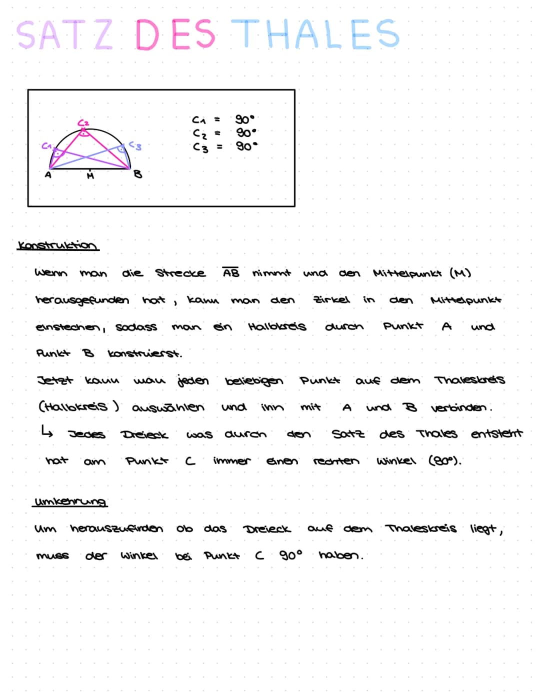 SATZ DES THALES
CA
A
Konstruktion
wenn
herausgefunden hat,
man die Strecke AB
Punkt B
einstechen, sodass man
Jetzt kann
hat
um
konstruierst.
