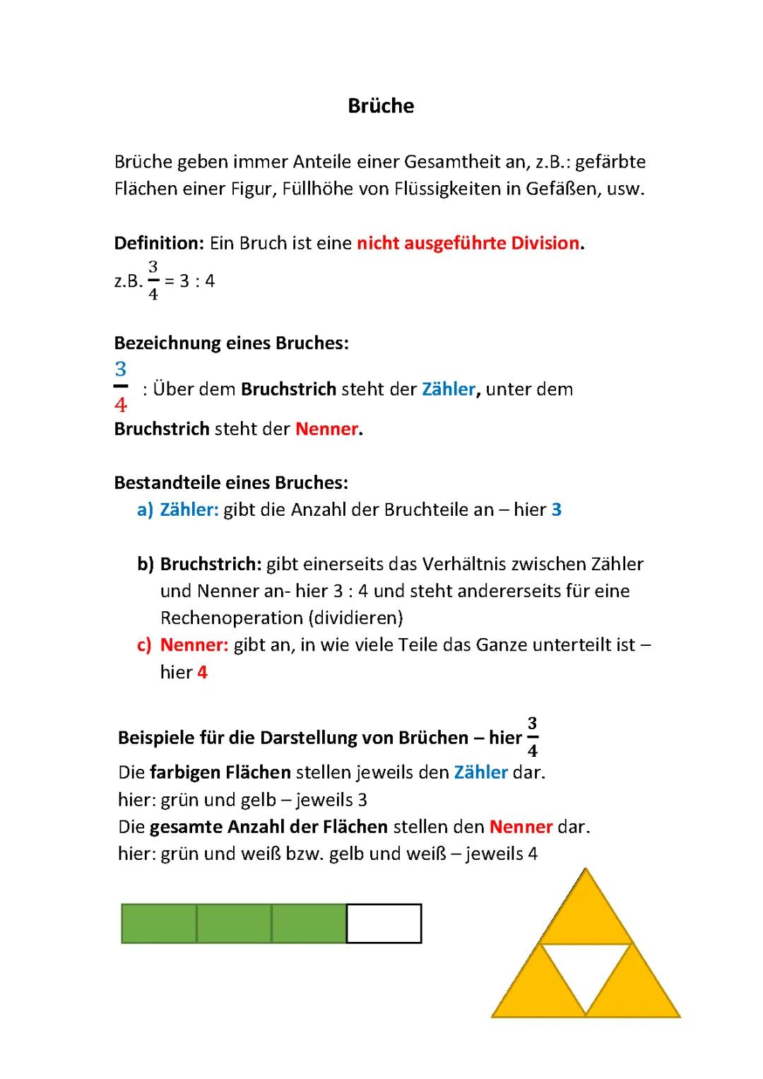 Grundlagen der Brüche - Einfache Erklärungen und Beispiele