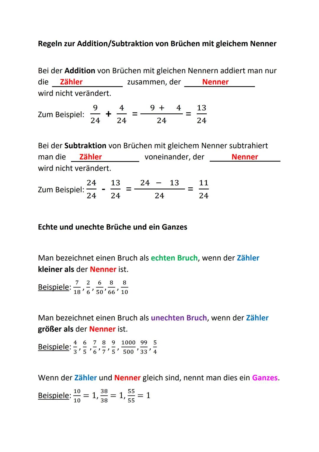 Brüche
Brüche geben immer Anteile einer Gesamtheit an, z. B.: gefärbte
Flächen einer Figur, Füllhöhe von Flüssigkeiten in Gefäßen, usw.
Defi