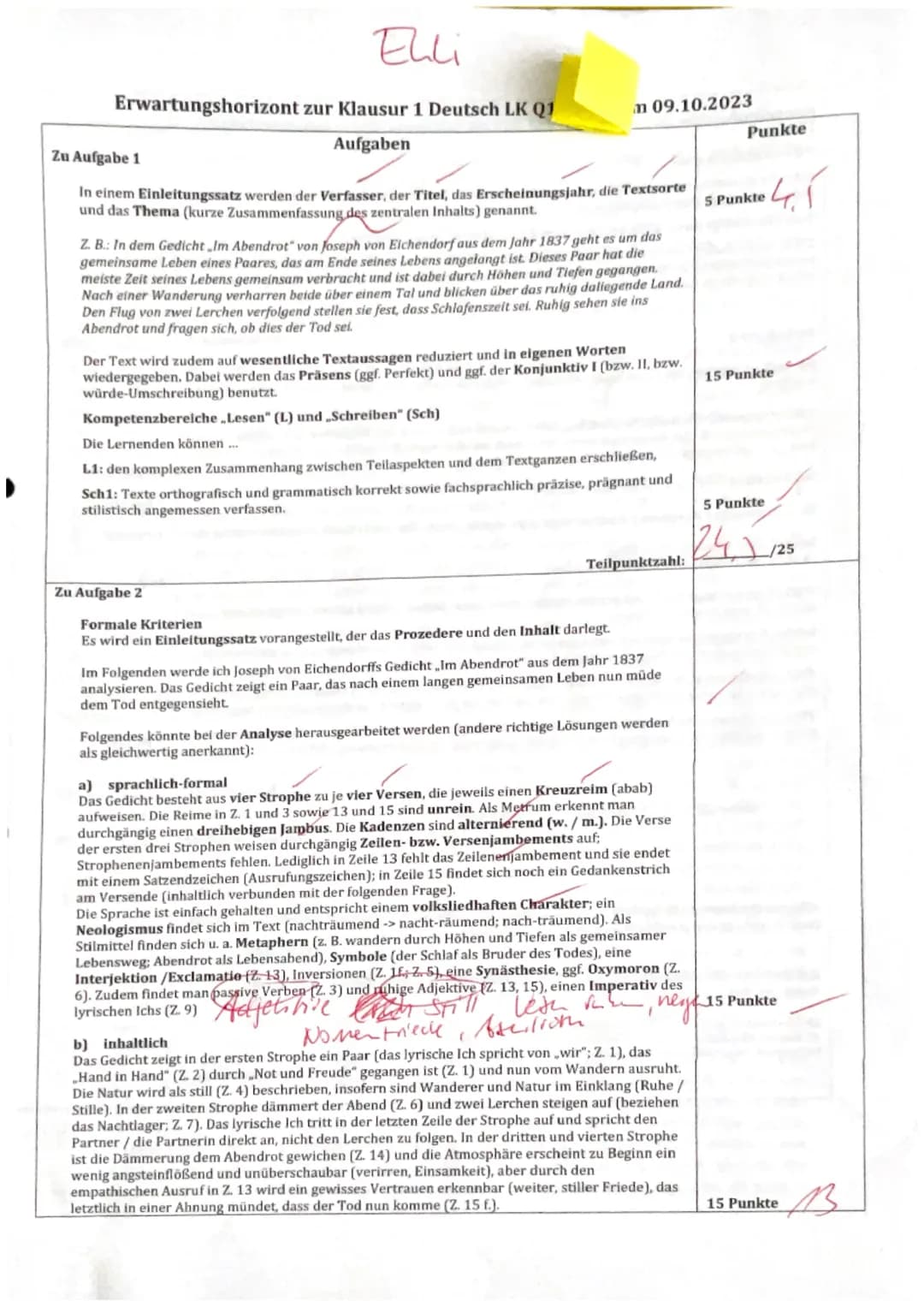 Elli
Klausur I-LK Deutsch Q1
Q1: Fiktion und Wirklichkeit
J.10.2023
Q1.1: Epochenumbruch 18./19. Jahrhundert - Literatur um 1800 und im früh
