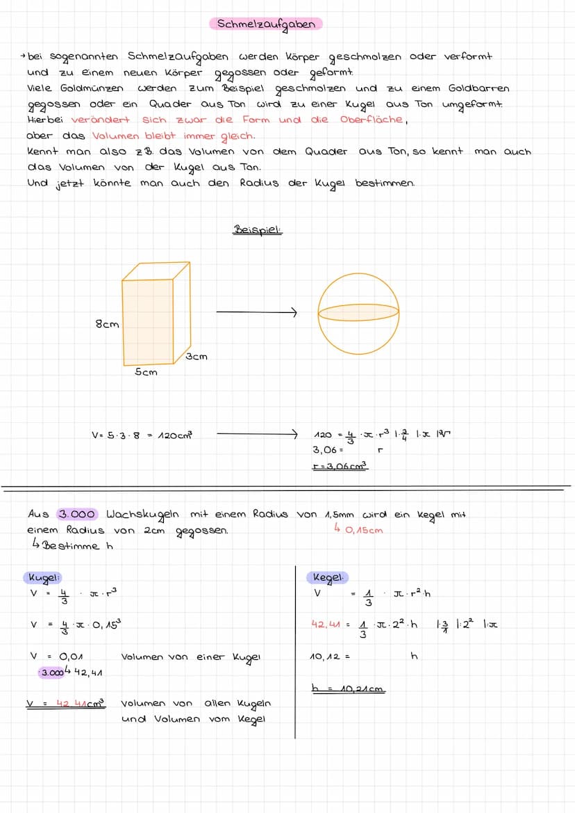 Normal
Würfel:
v=a·a·a=a³
0 = 6a²
Quader:
→V=a.b.c
→ 0·2·a·b+2·b·c +2.c.a
Prisma:
→V= c.he.hk
2
-> M= (a+b+c) hk
→ 0= 2 · che + (a+b+c).hk
Z