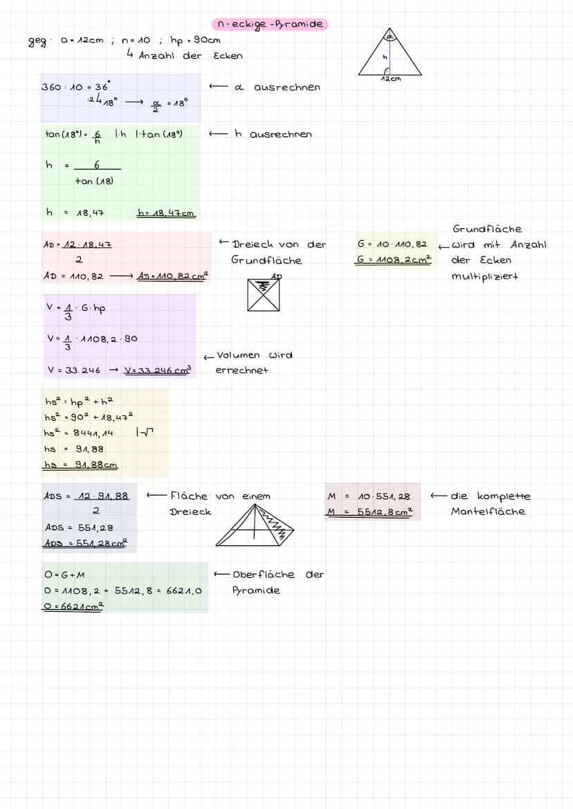 Normal
Würfel:
v=a·a·a=a³
0 = 6a²
Quader:
→V=a.b.c
→ 0·2·a·b+2·b·c +2.c.a
Prisma:
→V= c.he.hk
2
-> M= (a+b+c) hk
→ 0= 2 · che + (a+b+c).hk
Z