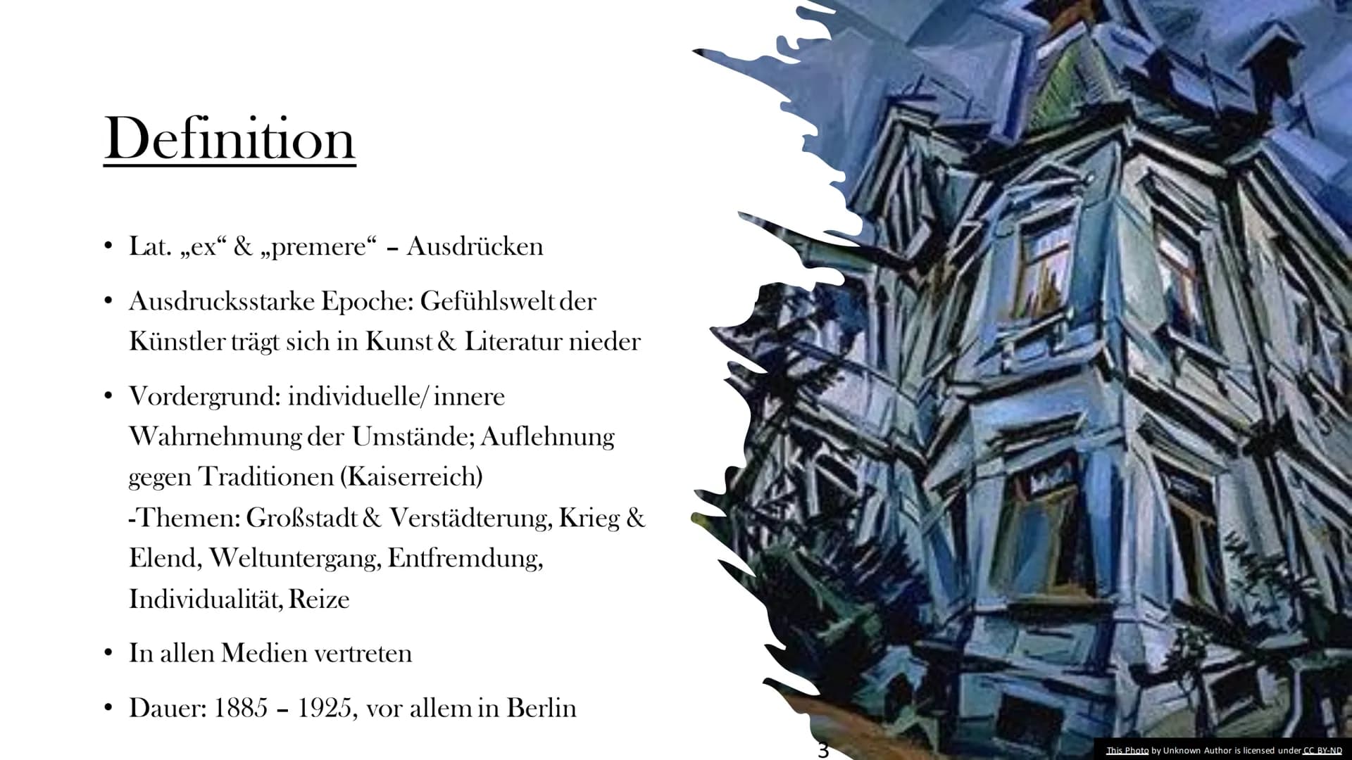Expressionismus
Eine kulturrevolutionäre Bewegung 2
Inhalt
1. Definition/ Einleitung
2.
Historischer Kontext
3. Expressionismus in bildneris