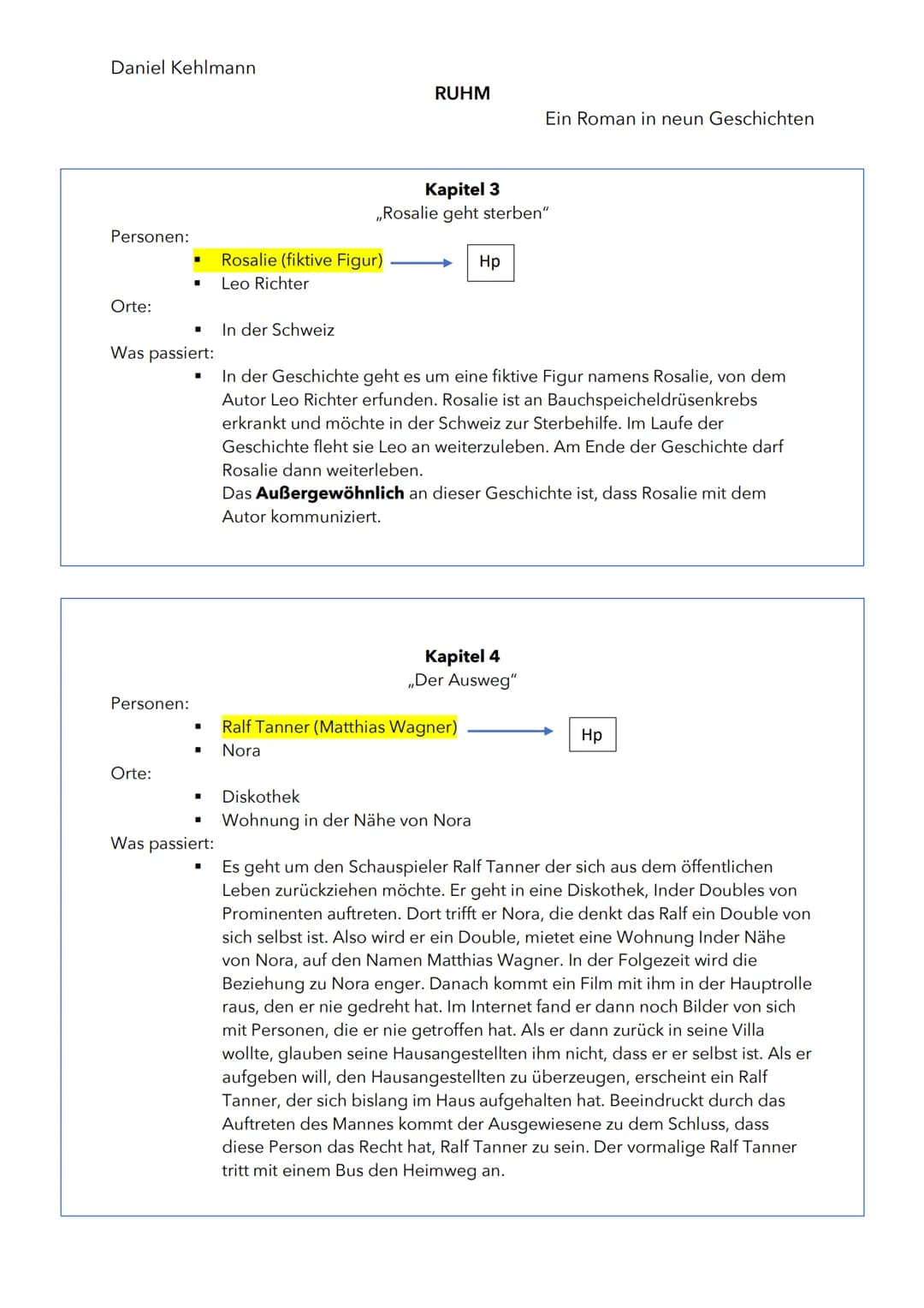 Daniel Kehlmann
Personen:
Orte:
Personen:
Ebling
Ralf
■ Anrufer
Was passiert:
Orte:
▪
■
Was passiert:
■
In der S-Bahn
Zuhause
Bei der Arbeit