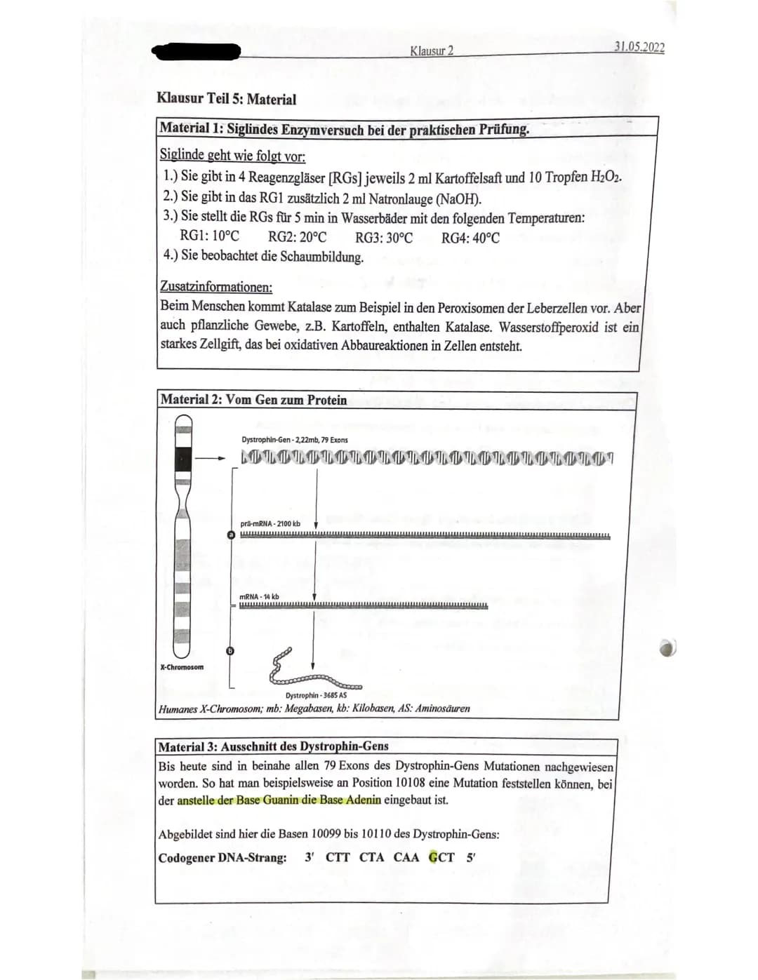 Name
Klausur 2
J1 Klausur 2: Enzymatik & Genetik
Punkte
36,5140
Notenpunkte
14
2. Abgabe: 10:34 Uhr
31.05.2022
2
Viel
Erfolg!
Mündliche Leis