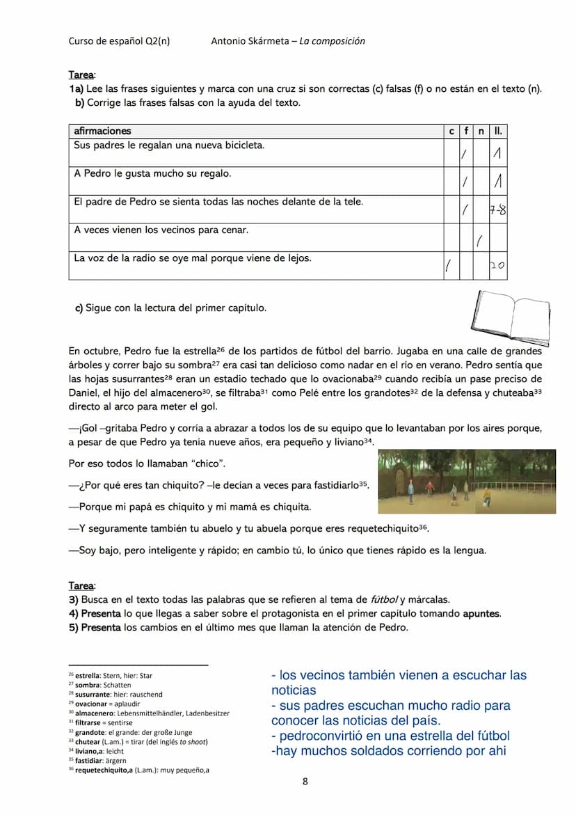  Curso de español Q2(n)
Acercamiento al tema literatura
Vocabulario temático
1) Relaciona el vocabulario español con las correspondientes pa