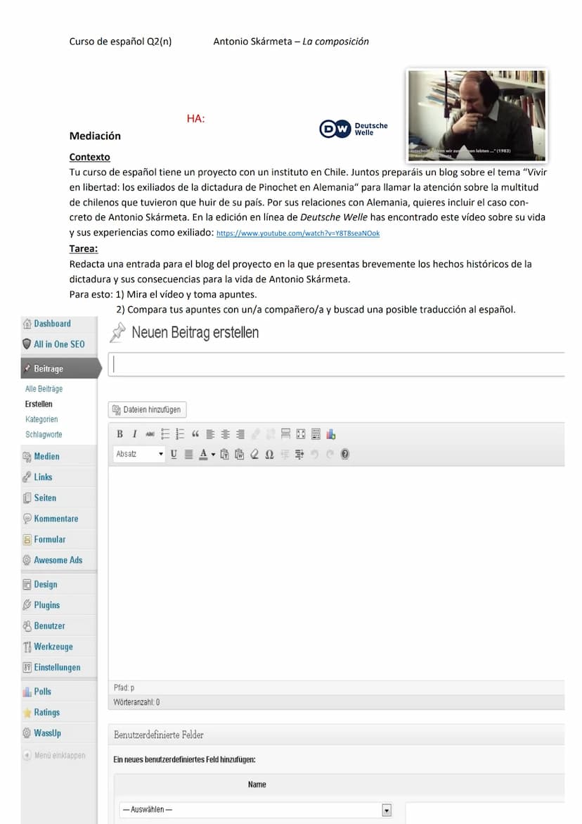  Curso de español Q2(n)
Acercamiento al tema literatura
Vocabulario temático
1) Relaciona el vocabulario español con las correspondientes pa