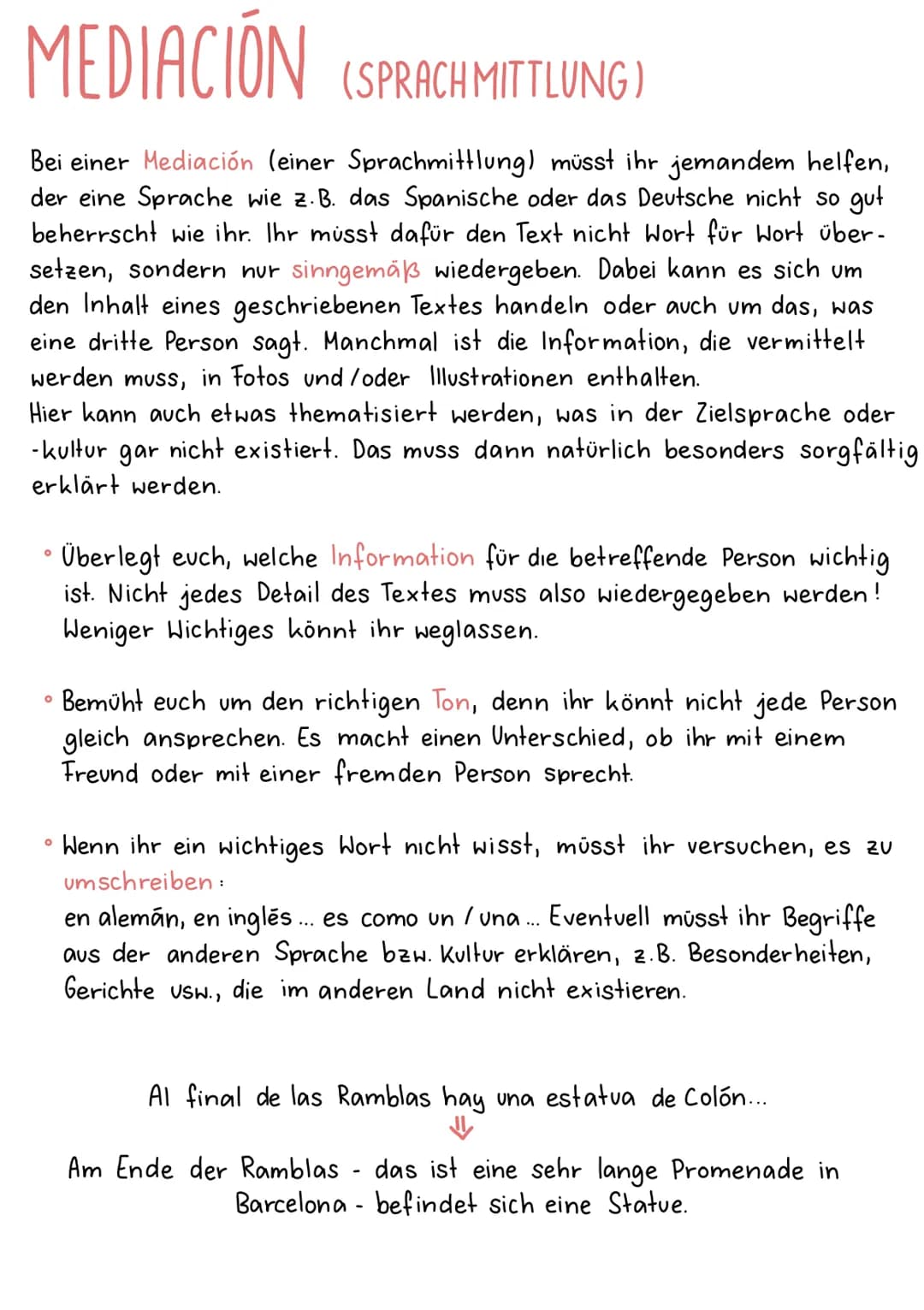 MEDIACION (SPRACHMITTLUNG)
Bei einer Mediación (einer Sprachmittlung) müsst ihr jemandem helfen,
der eine Sprache wie z. B. das Spanische od
