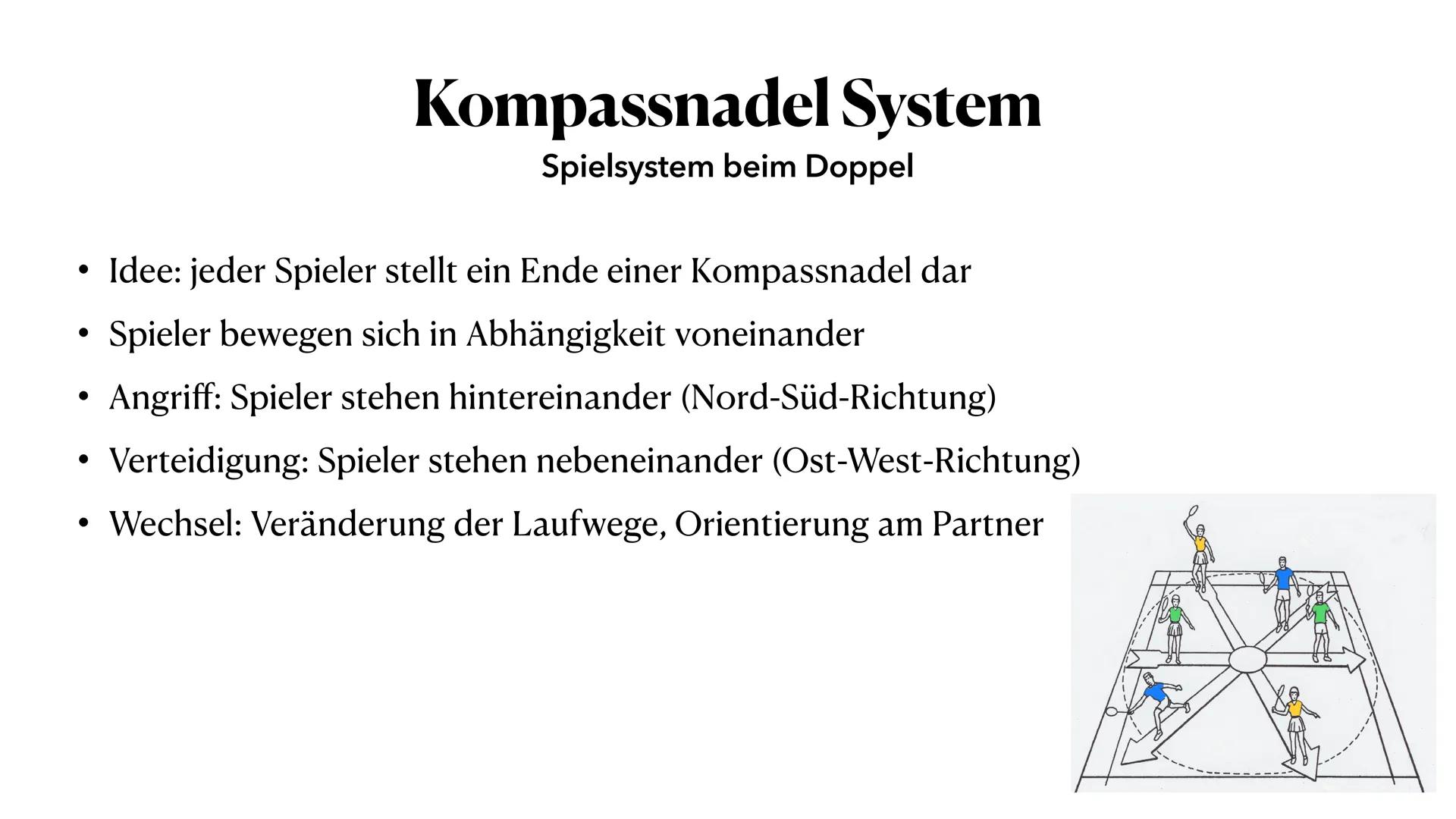 Badminton
Regeln im Doppel
537 ●
●
Inhaltsverzeichnis
Rally-Point Zählweise
Aufbau des Feldes
Aufschlagregeln beim Doppel
Kompassnadel Syste