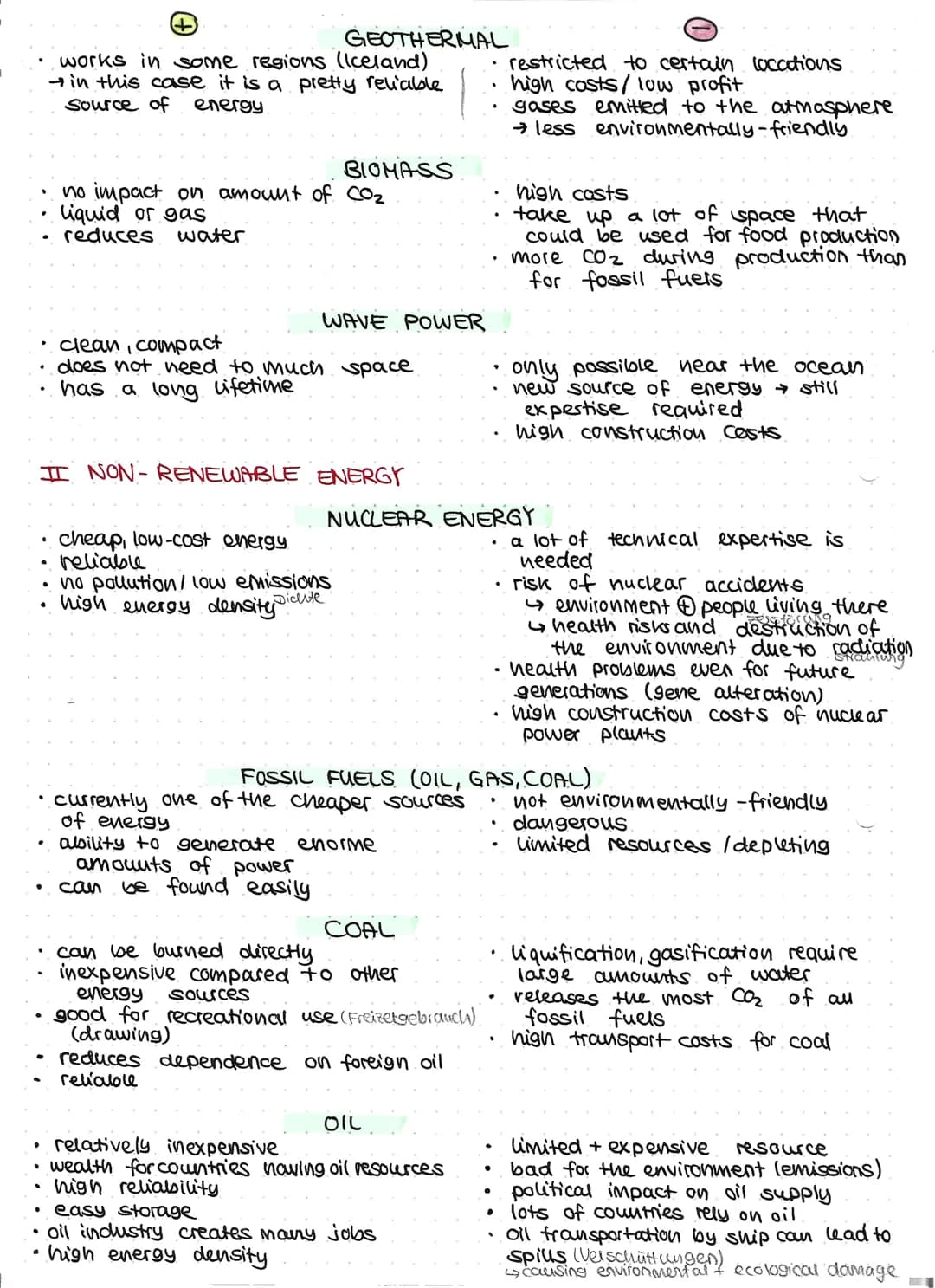 Sources of energy
renewable energy
erneuerbare Energie
> comes from natural sources /
processes that are constantly.
replenished
> clean ene