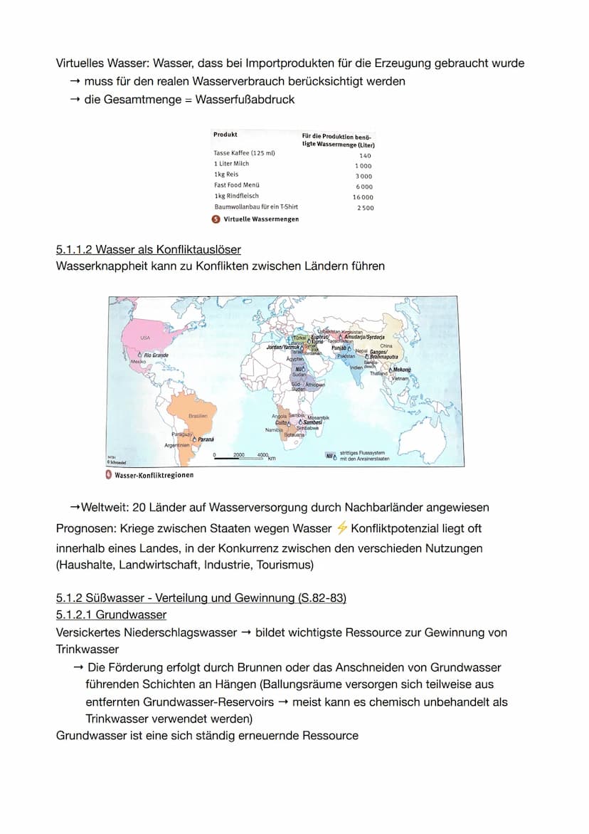 5.1 Lebensgrundlage Wasser (S.80-81)
5.1.1 Vorkommen, Verfügbarkeit und Verbrauch
Wasser + Eigenschaften: wesentliche Grundlage des Lebens a