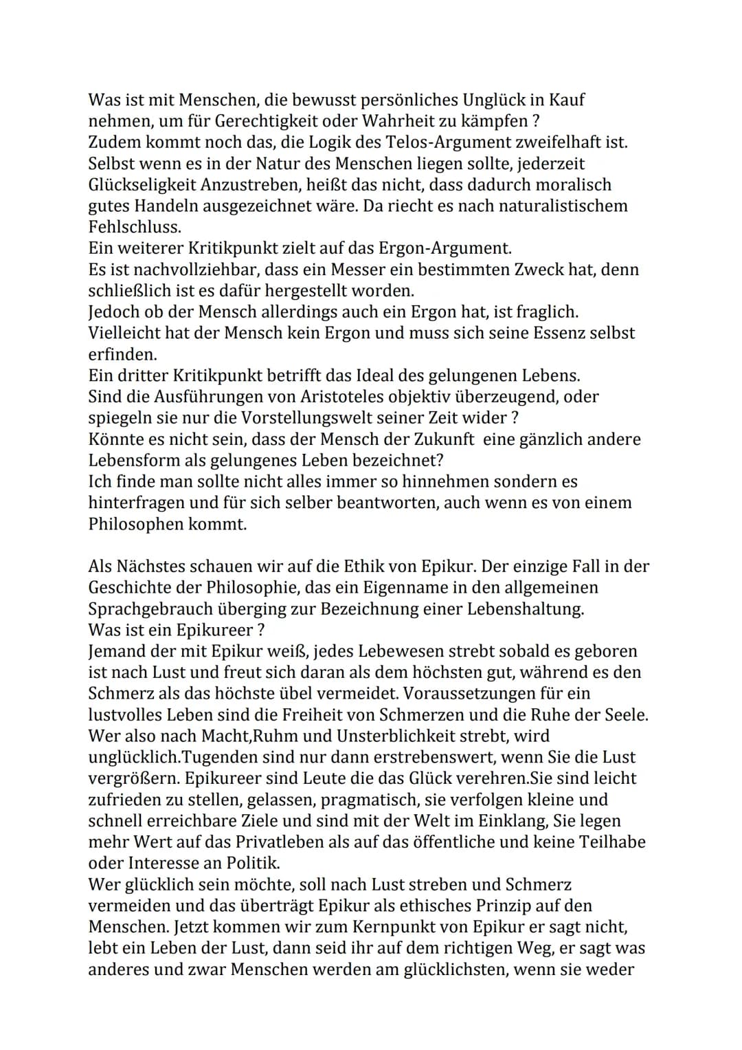 Glücks und Strebens Ethik von Epikur und Aristoteles
Was ist Glückseligkeit und wie kommt man zu ihr?
Bevor ich auf zwei besondere Philosoph