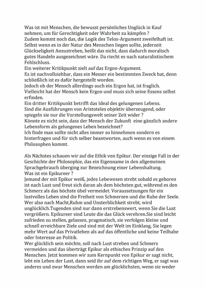 Glücks und Strebens Ethik von Epikur und Aristoteles
Was ist Glückseligkeit und wie kommt man zu ihr?
Bevor ich auf zwei besondere Philosoph