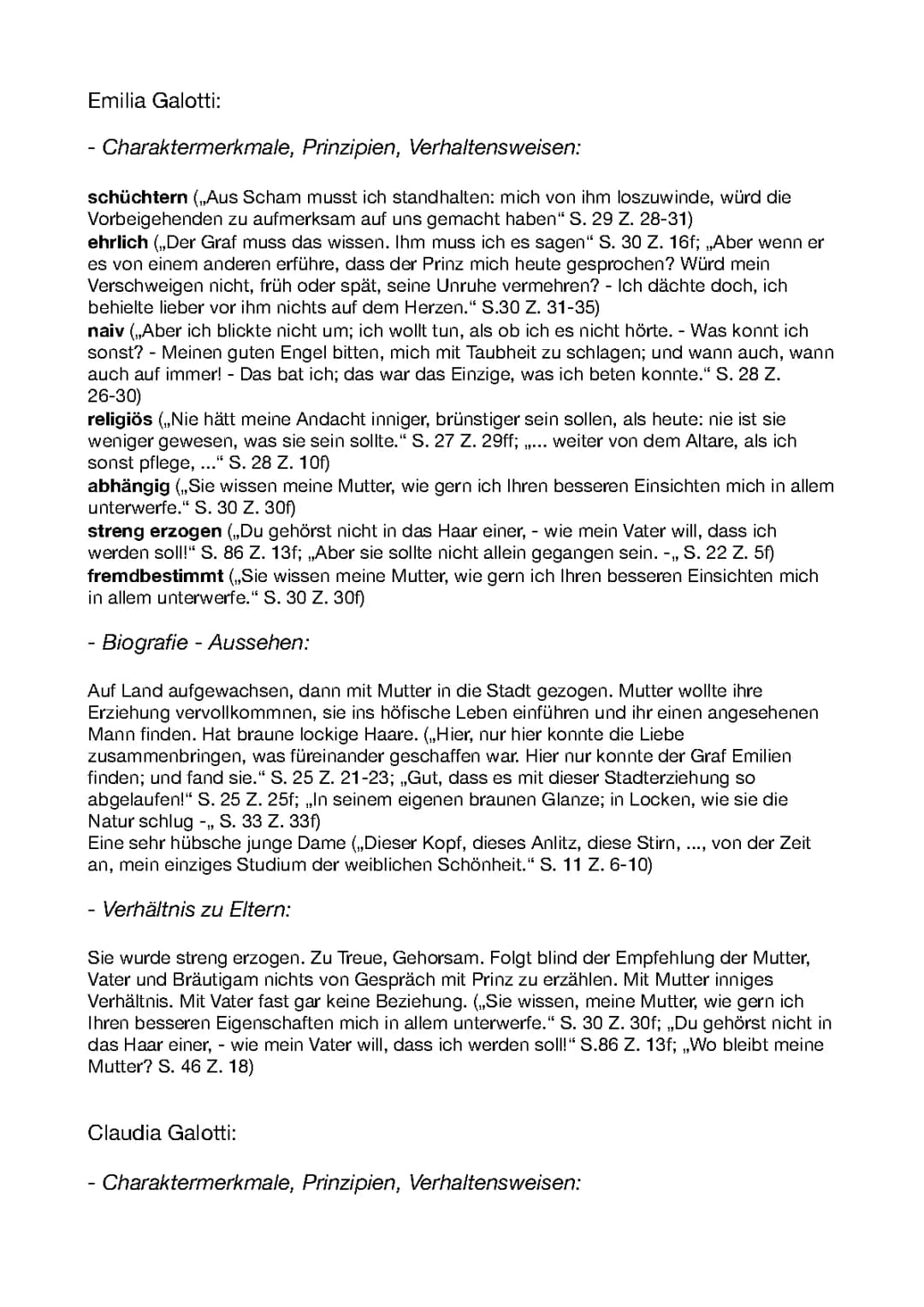 Charakterisierung der Personen aus Emilia Galotti