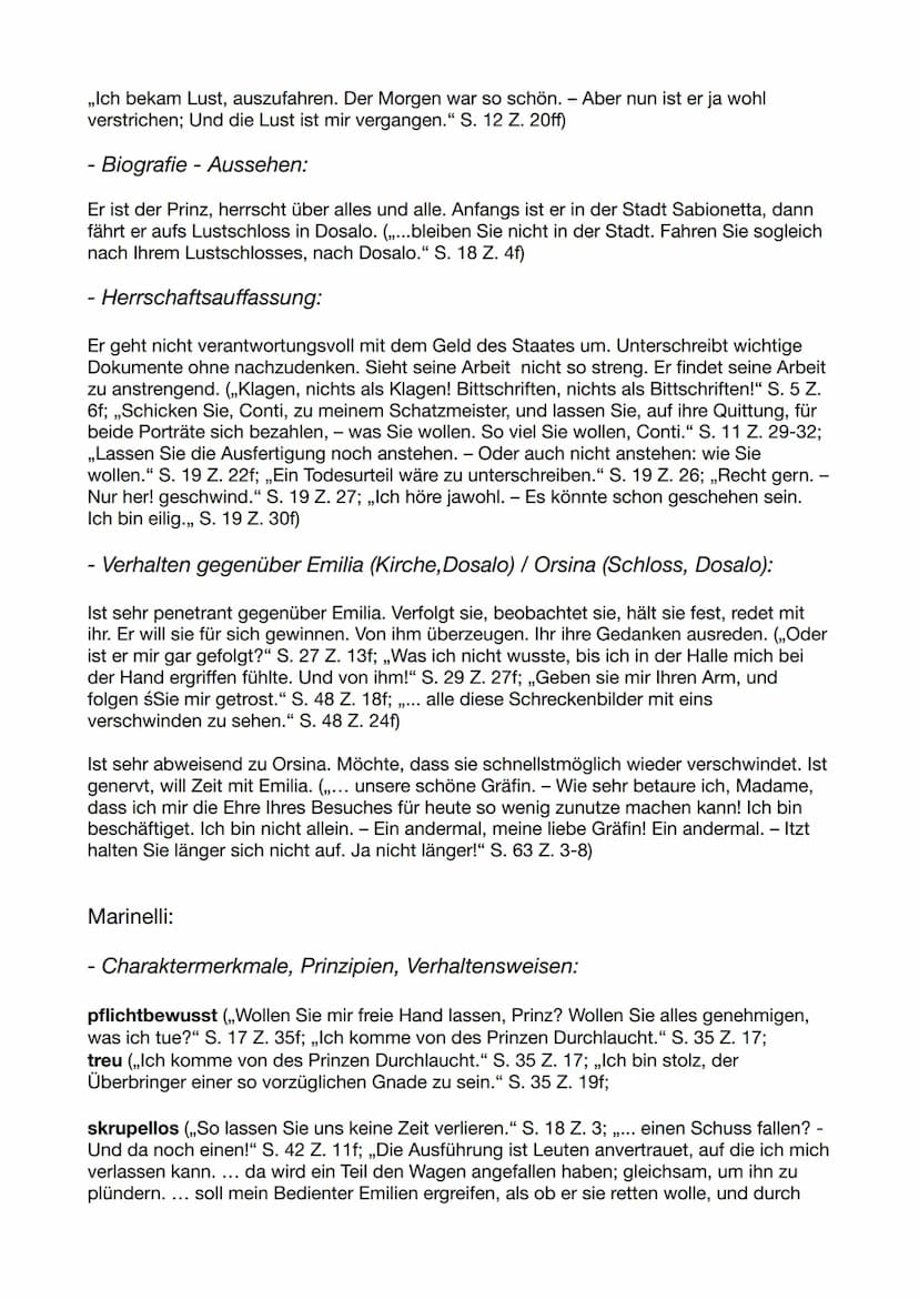 Emilia Galotti:
- Charaktermerkmale, Prinzipien, Verhaltensweisen:
schüchtern (,,Aus Scham musst ich standhalten: mich von ihm loszuwinde, w