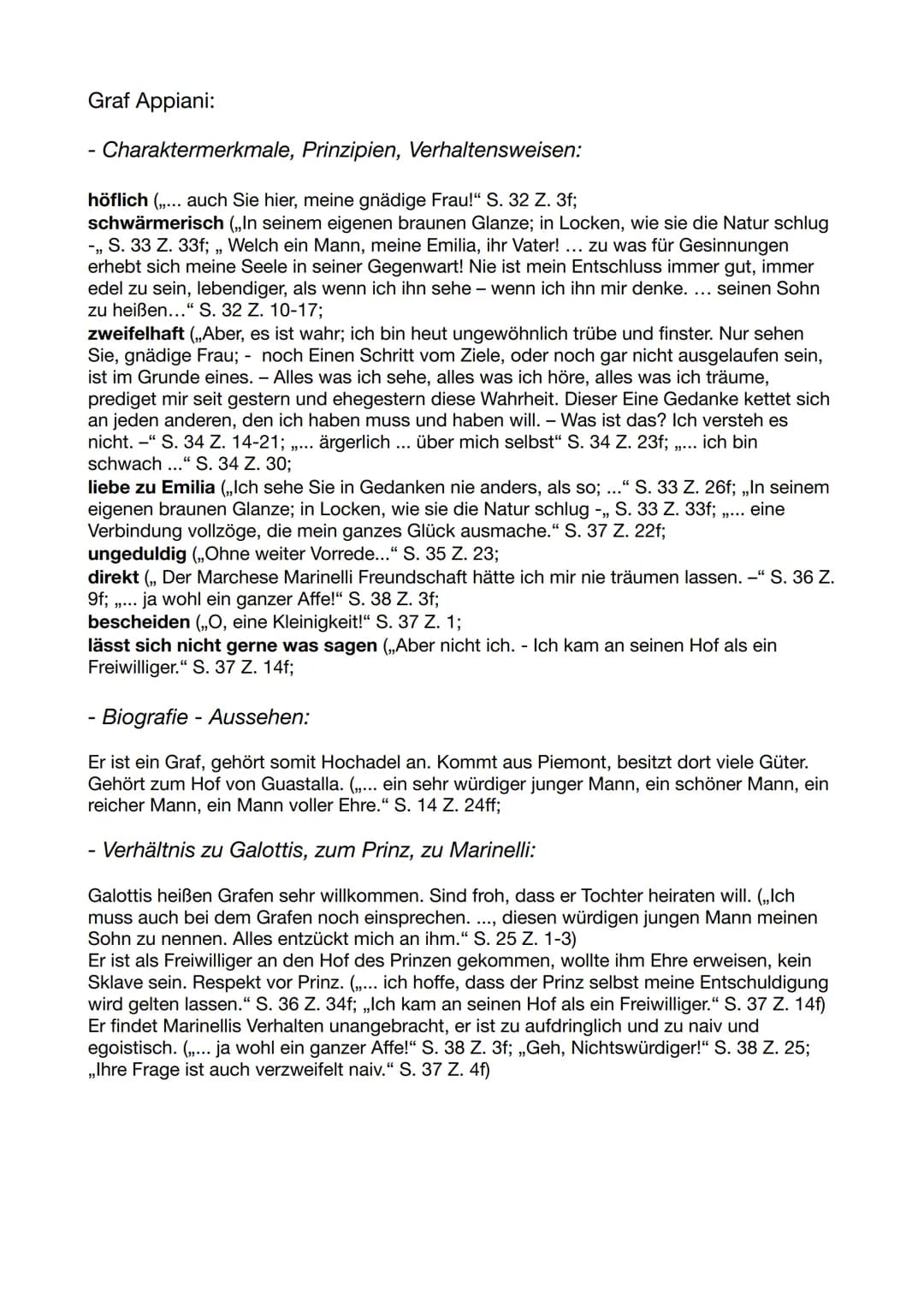 Emilia Galotti:
- Charaktermerkmale, Prinzipien, Verhaltensweisen:
schüchtern (,,Aus Scham musst ich standhalten: mich von ihm loszuwinde, w
