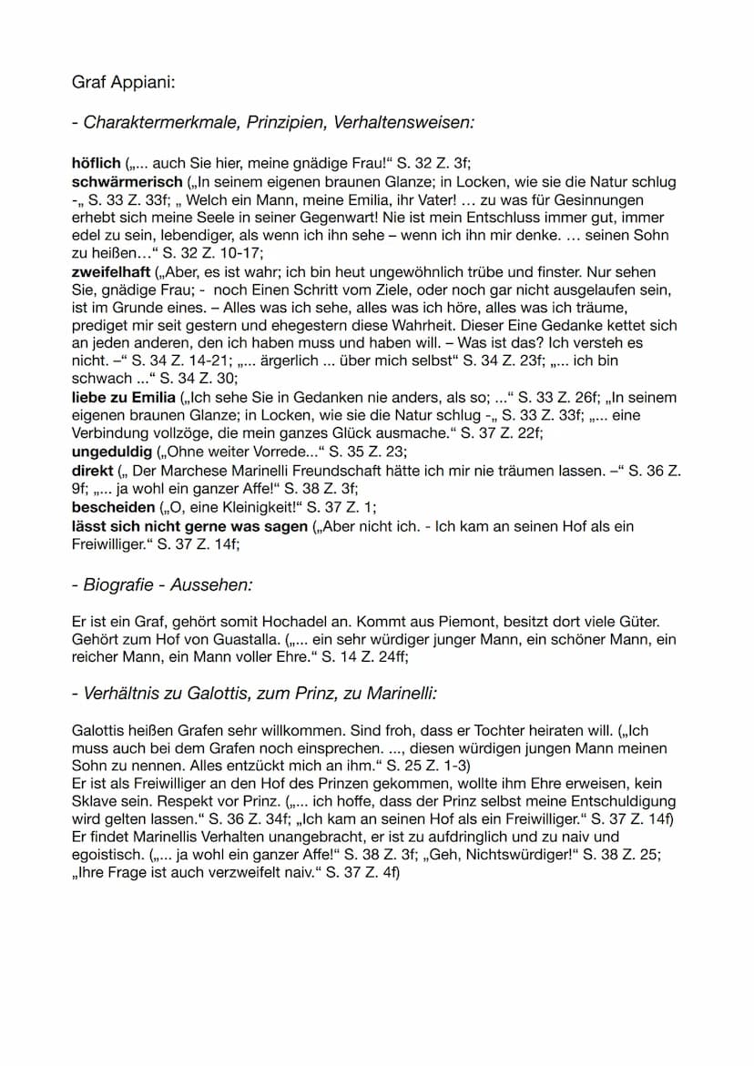 Emilia Galotti:
- Charaktermerkmale, Prinzipien, Verhaltensweisen:
schüchtern (,,Aus Scham musst ich standhalten: mich von ihm loszuwinde, w