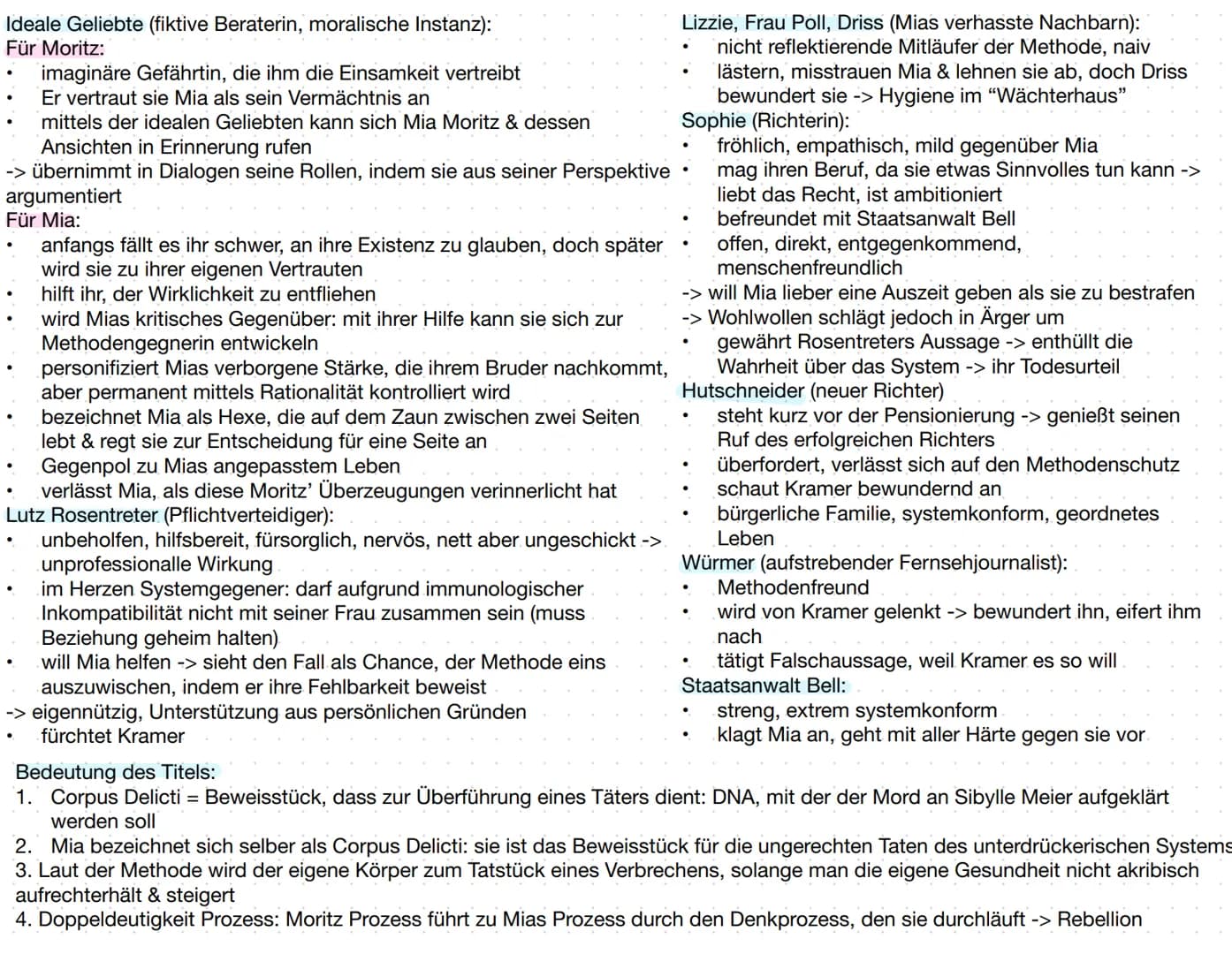 Basissatz:
Mia Holl (Biologin, 34 Jahre alt):
gesund, sozial unauffällig, systemkonform -> Idealbiografie
atheistisch, zurückhaltend, handel