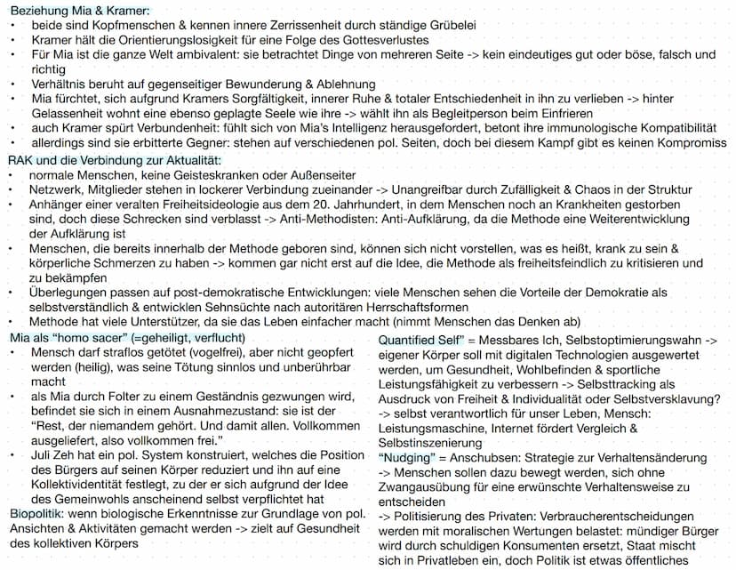 Basissatz:
Mia Holl (Biologin, 34 Jahre alt):
gesund, sozial unauffällig, systemkonform -> Idealbiografie
atheistisch, zurückhaltend, handel