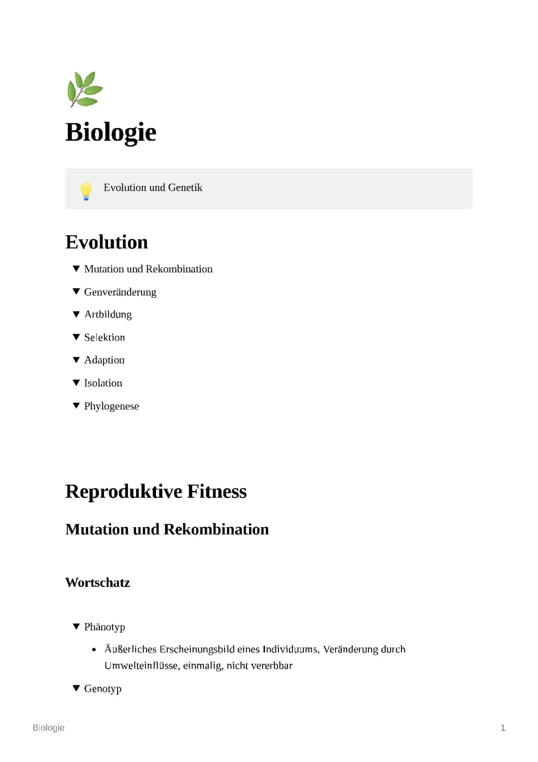 Genetik und Evolution 