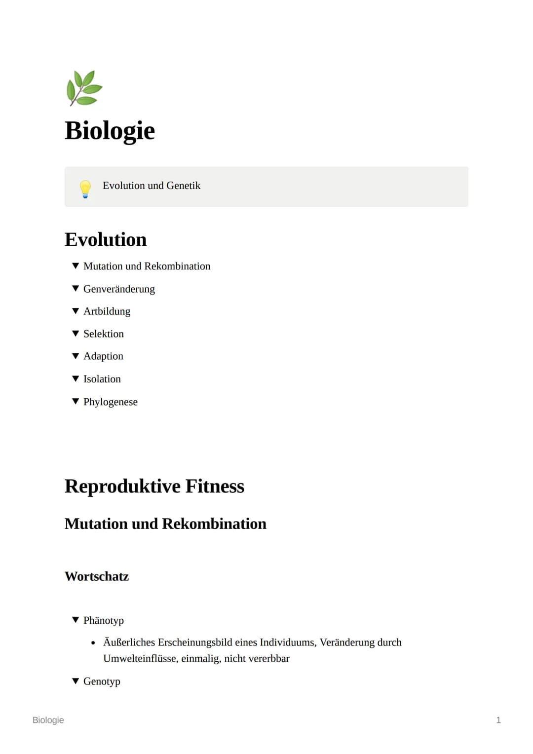 K
Biologie
Evolution und Genetik
Evolution
▾ Mutation und Rekombination
▼ Genveränderung
Artbildung
Biologie
▼ Selektion
Adaption
▼ Isolatio