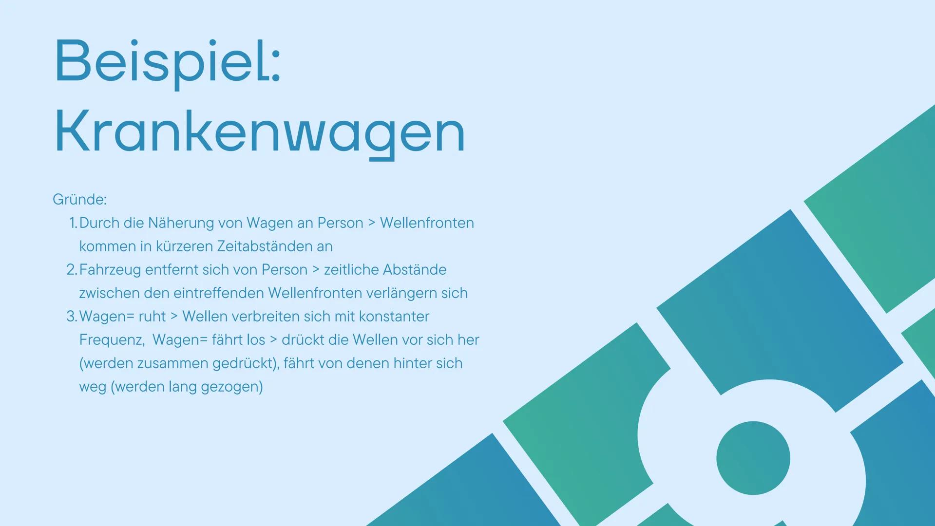 # Doppler-Effekt

Präsentation von:

Janna Schulz Agenda

Definition

Graphische Darstellung

1 Fall

2 Fall

Beispiel Krankenwagen

Alle Fo