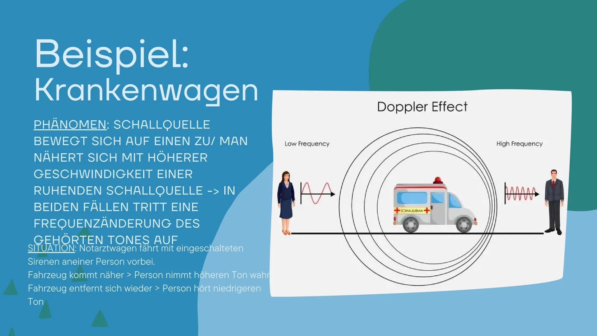 # Doppler-Effekt

Präsentation von:

Janna Schulz Agenda

Definition

Graphische Darstellung

1 Fall

2 Fall

Beispiel Krankenwagen

Alle Fo