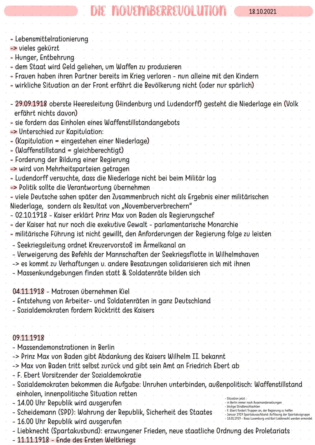 DIE NOVEMBERREVOLUTION 18.10.2021
Lebensmittelrationierung
-> vieles gekürzt
Hunger, Entbehrung.
- dem Staat wird Geld geliehen, um Waffen z