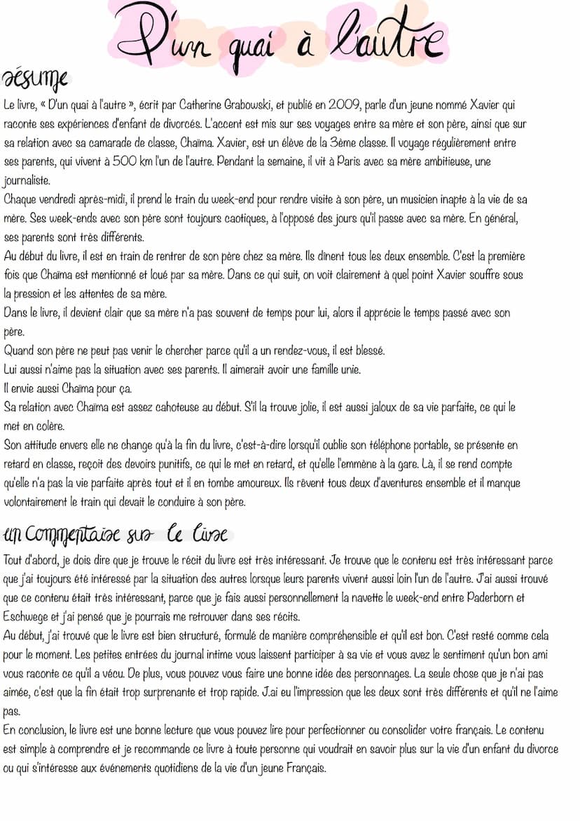 
<h2 id="chapitre1">Chapitre 1</h2>
<p>Dimanche soir, 19h.57<br />
Dans le premier chapitre, Xavier attend sa mère à la gare et raconte comm