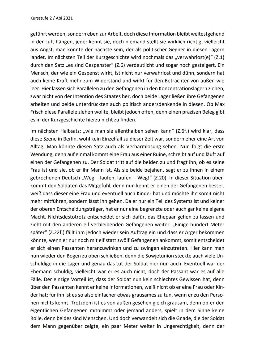 Kursstufe 2/Abi 2021
Kurzgeschichten Interpretation
Max Frisch - Szene in Berlin, Sommer 1945
Die Kurzgeschichte ,,Szene in Berlin, 1945" wu
