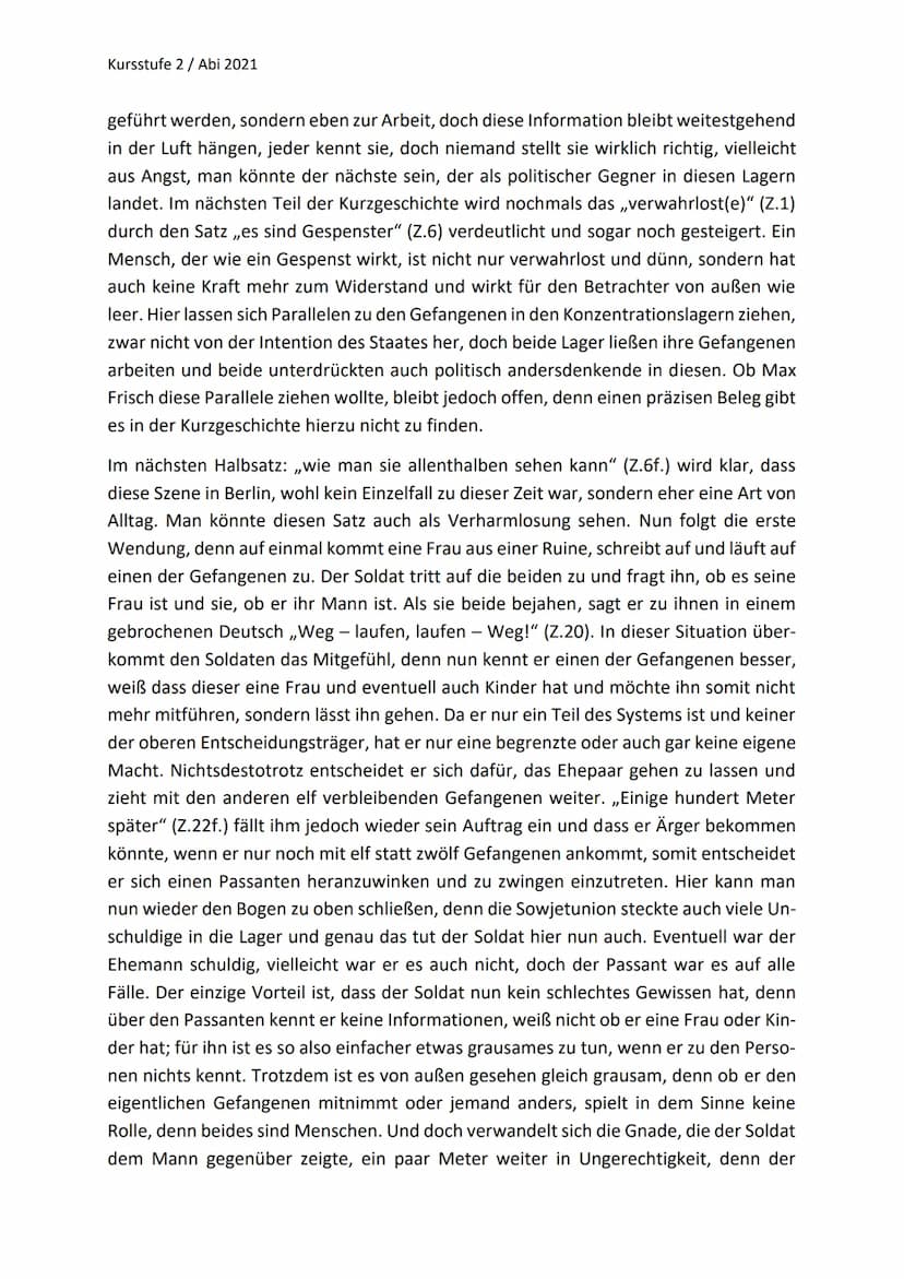 Kursstufe 2/Abi 2021
Kurzgeschichten Interpretation
Max Frisch - Szene in Berlin, Sommer 1945
Die Kurzgeschichte ,,Szene in Berlin, 1945" wu