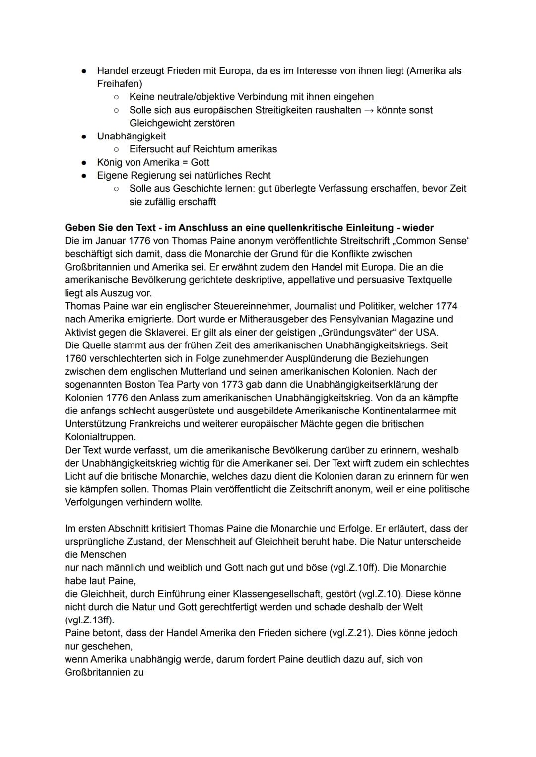 Common sense wurde von Thomas Paine in 1776 erfasst. In dem Papier unterscheidet er
zwischen der Gesellschaft und der politischen Lage. In d
